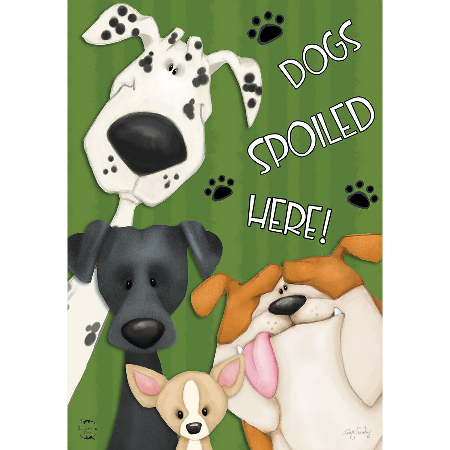 Spoiled Dogs House Flag Pets Bulldog Dalmation 28" x 40" Briarwood Lane