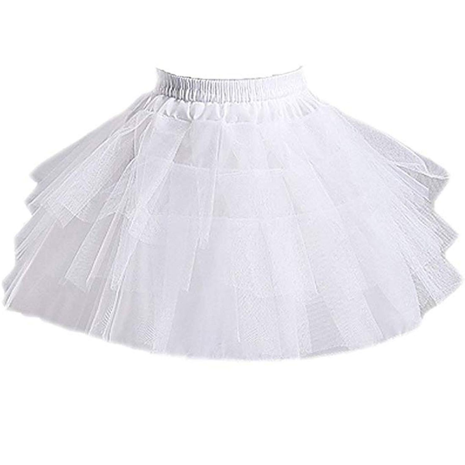 Kumeng Kids White Mini 3 Layers Apparel Half Slips Wedding Flower Girl Petticoat/Underskirt/Crinoline Slips (White), Medium