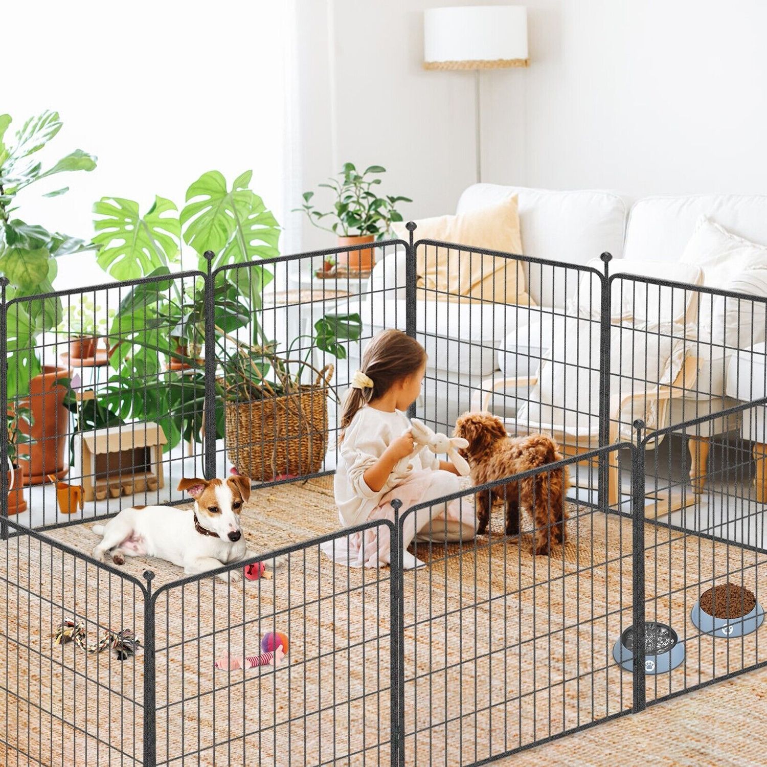 32 Inch Heavy Duty Dog Playpen 16 Panels Exercise Pen Pet Fence Cage with Door