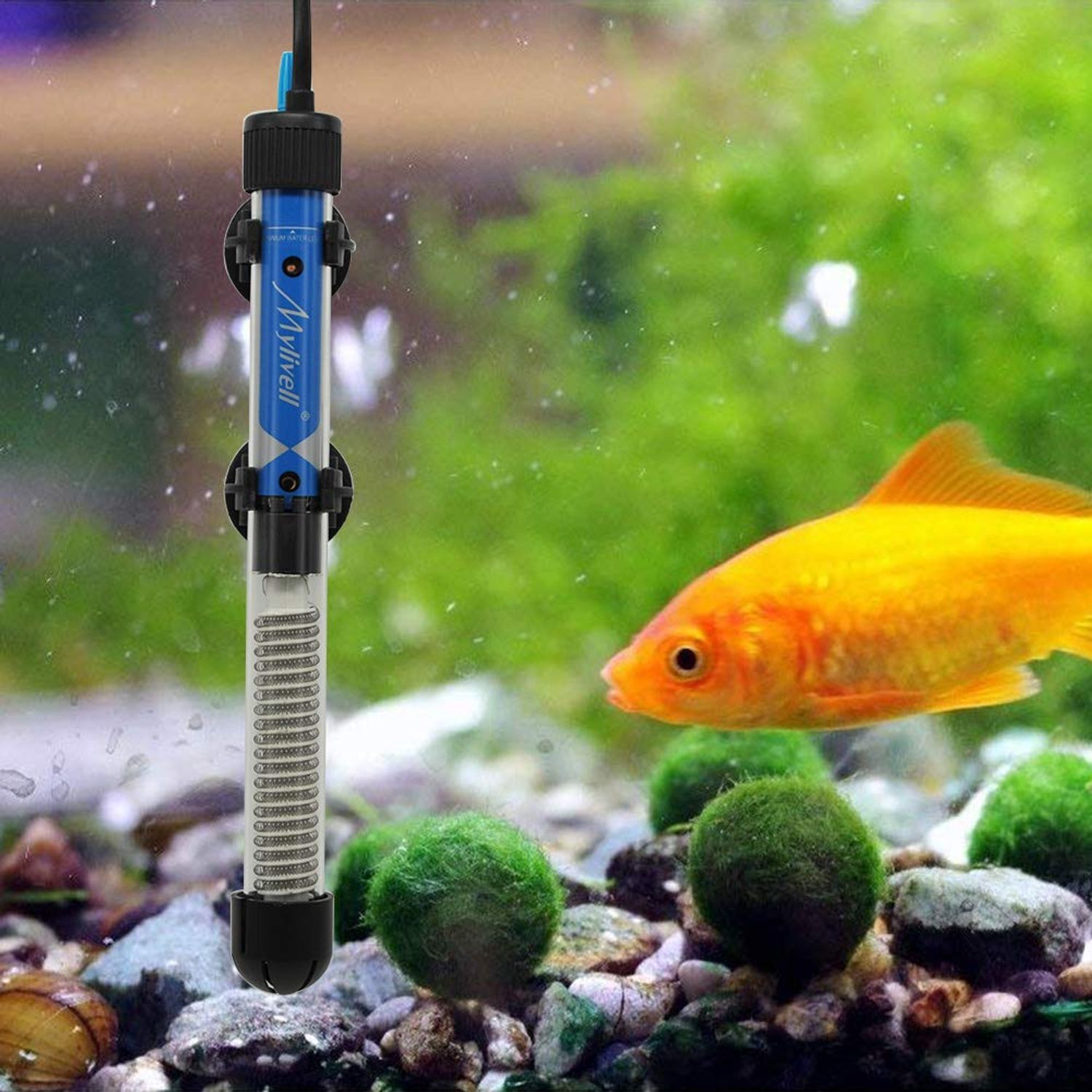 Mylivell Aquarium Heater 25W 50W 100W 200W 300W Submersible Auto Thermostat Fish Tank Heater, Small Aquarium Heater for 10-100 Gallon Fish Tank, Freshwater & Saltwater Compatible