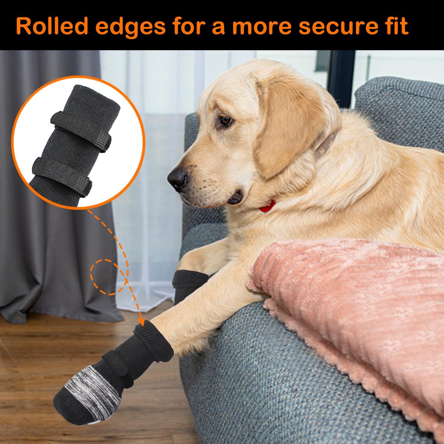 Anti Slip Paw Protectors Dog Socks,Double Side Non-Slip Dog Socks with Adjustable Straps,Traction Control for Indoor on Hardwood Floor Wear (A, S)