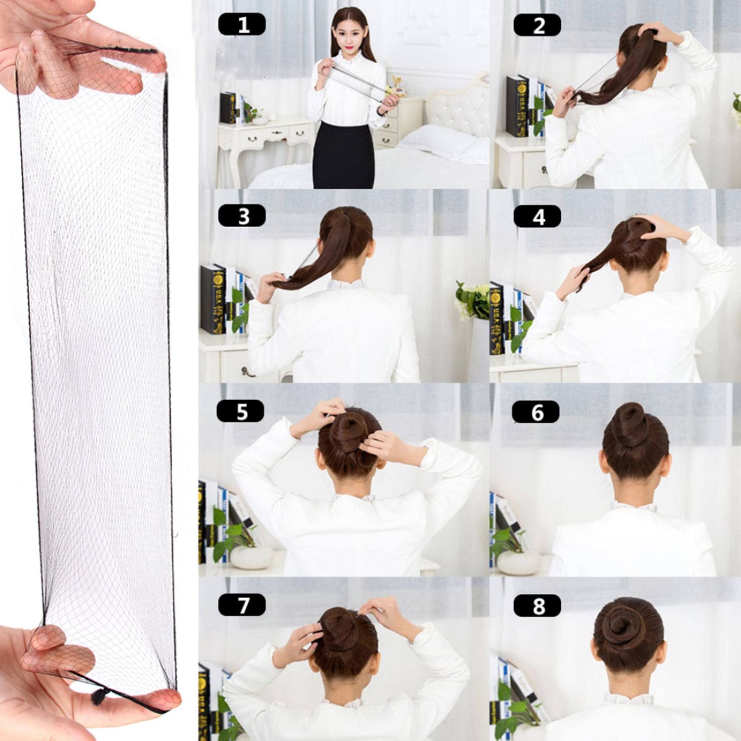 Ecojunmi Invisible Hair Nets for Long Hair, 100 Pcs 18-46 inch Black Elastic Mesh Women Hairnets Wig Cap for Wigs Frontal Closur Hair Bun Sleeping Food Service (24 inches)