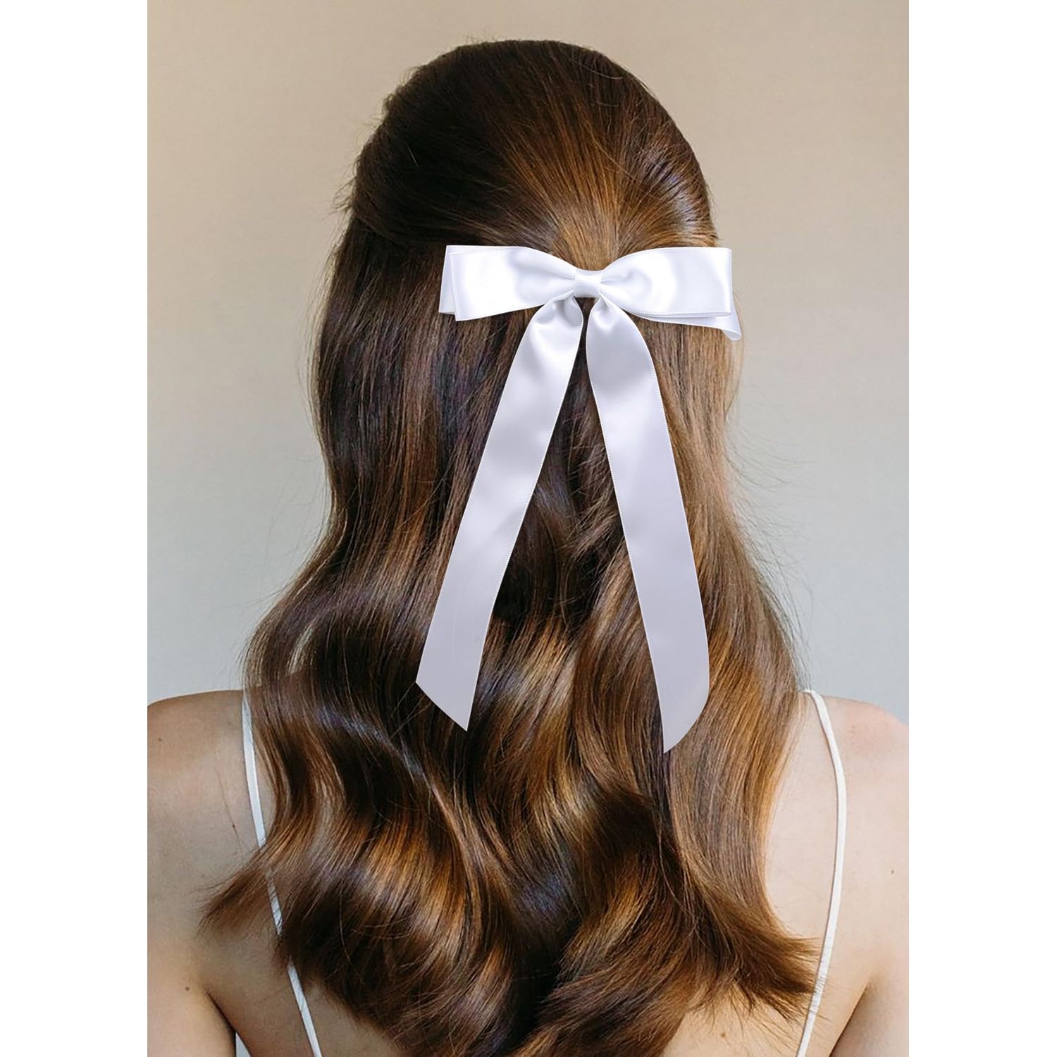 Hair Bows for Women Coquette Bow Girls Hair Bow Clips Satin Ribbon Bows for Hair Cute Hair Accessories for Women Short Hair, Silky Hair Ribbon Bow Clips 6PCS