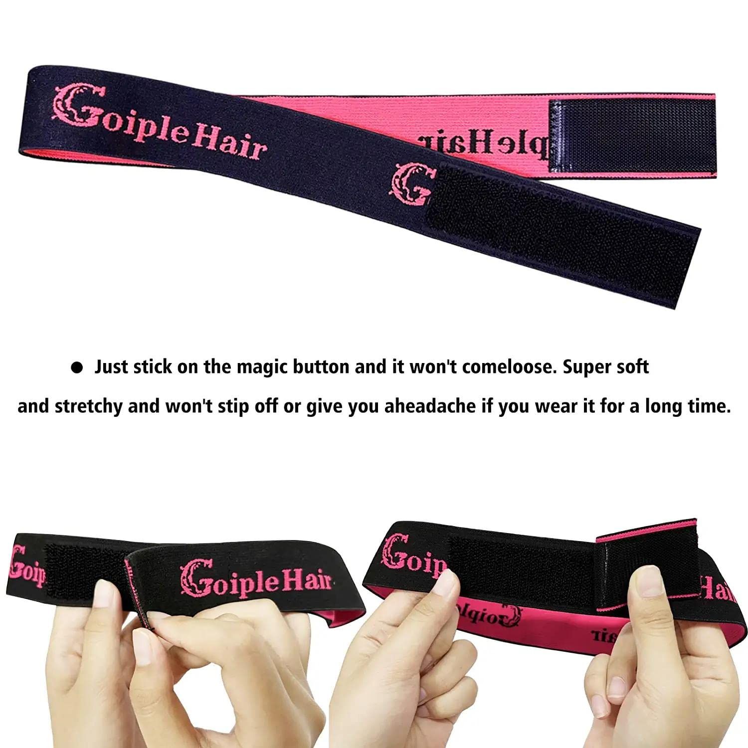 Goiple 3PCS Elastic Bands for Wig Edges, Lace Frontal Melt Wig Melt Band for Lace Front Laying Edges - Adjustable Wig Band Install Accessories with Hair Wax Stick Set