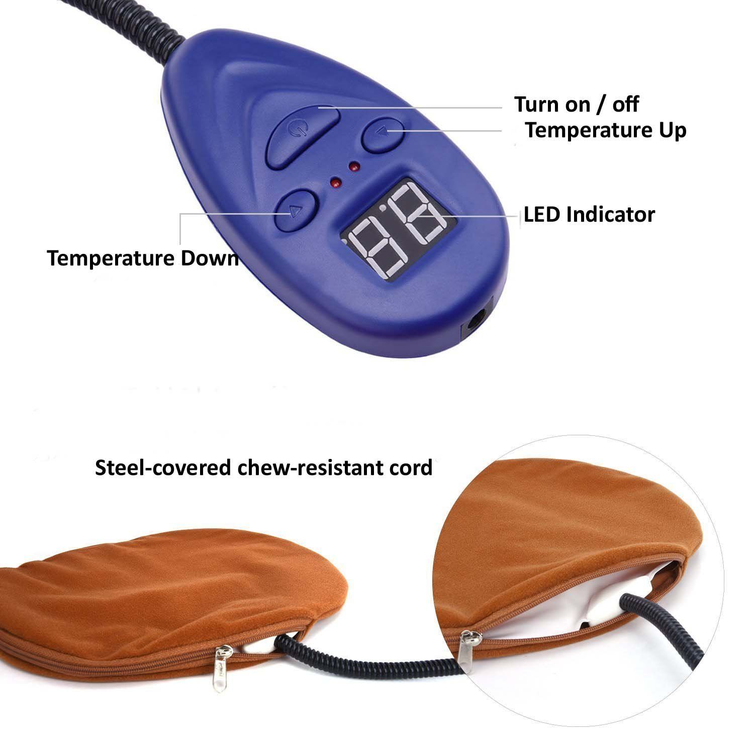 Berocia Pet Heating Pad Small for Kittens Cats Dogs Waterproof Electric 7 Level Adjustable Temperature Pet Bed Warmer Blanket with Chew Resistant Cord Soft Removable Cover (Coffee)