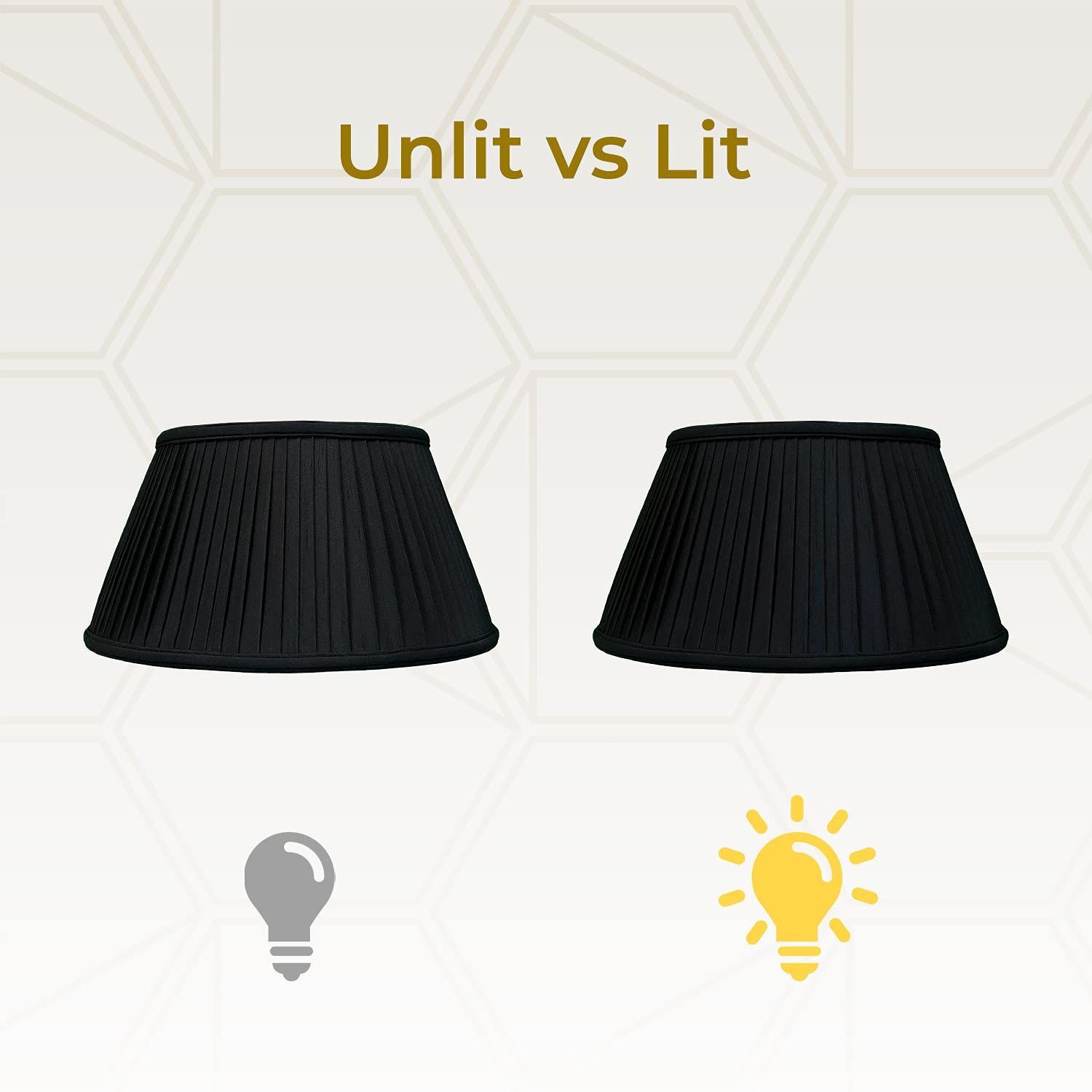 Royal Designs 6-Way / Side Pleat Basic Lamp Shade, Black/Gold, 11.5 x 17 x 9.5
