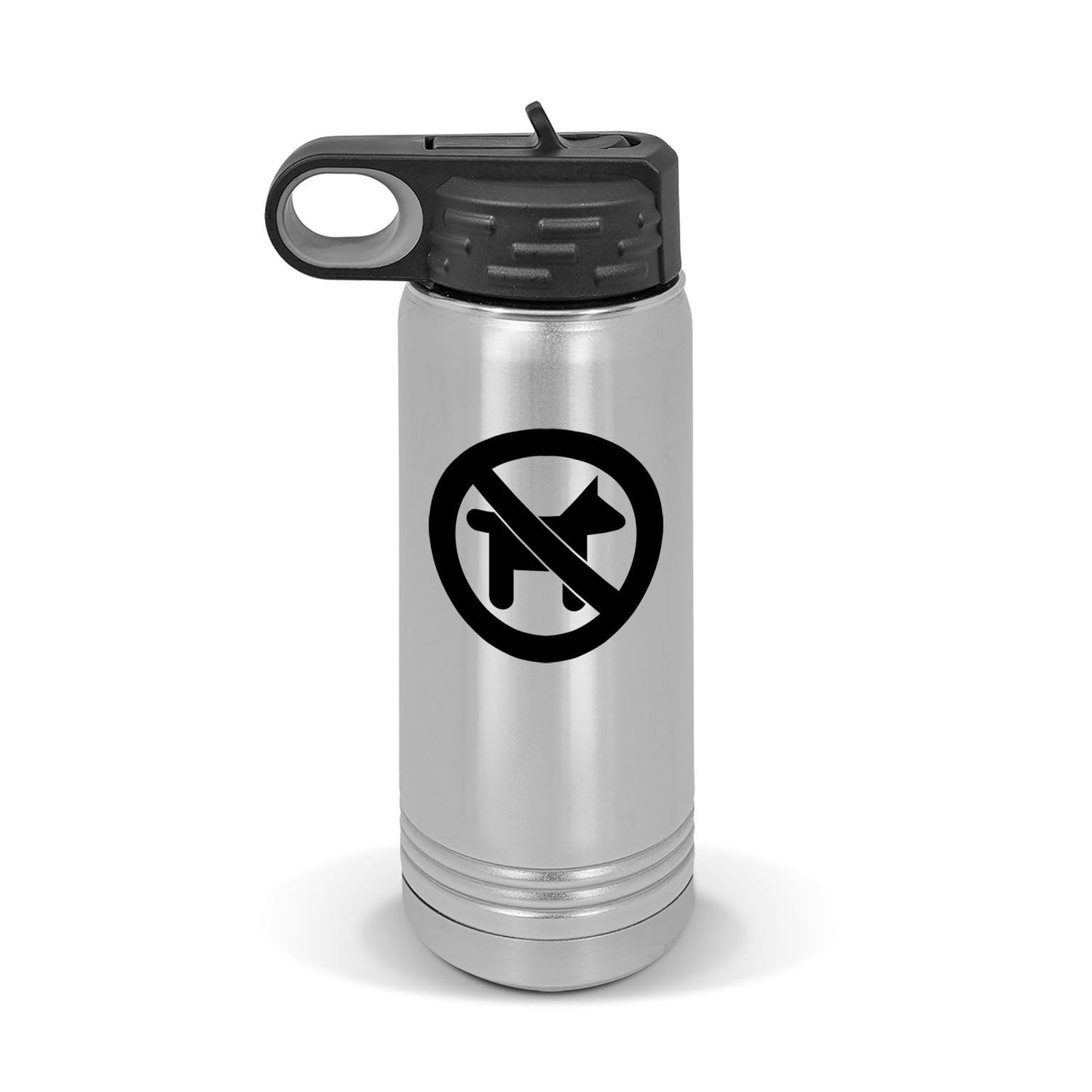 RDW No Dogs Water Bottle 20 oz - Laser Engraved w/Flip Top Removable Straw - Polar Camel - Stainless - Vacuum Insulated - Drinkware - no Pets Dog - Stainless Steel