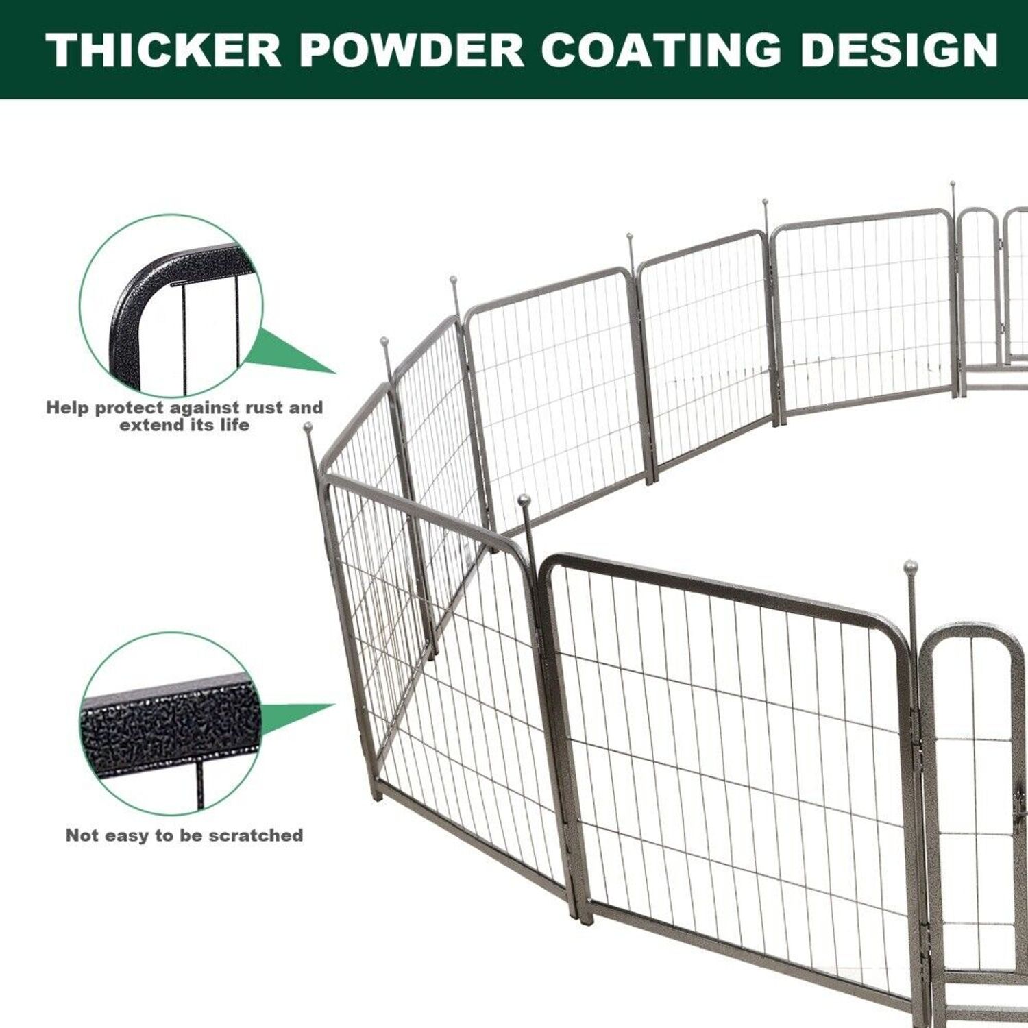 16 Panels Dog Playpen for Outdoor,yard,camping,24"Height Dog Fence with 2 Doors