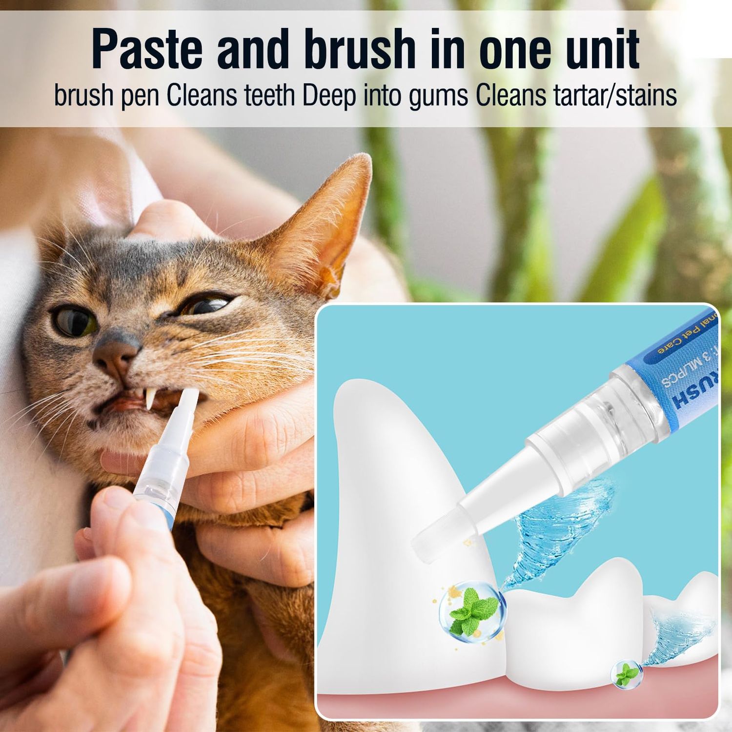 Hkpetty 3PCS Pet Toothbrush Pen,Teeth Brightening Pen for Dog-Pet Dog/Cat Teeth Cleaning Pen for Dental Care,Dogs Cats Natural Plants Tartar Remover Tool