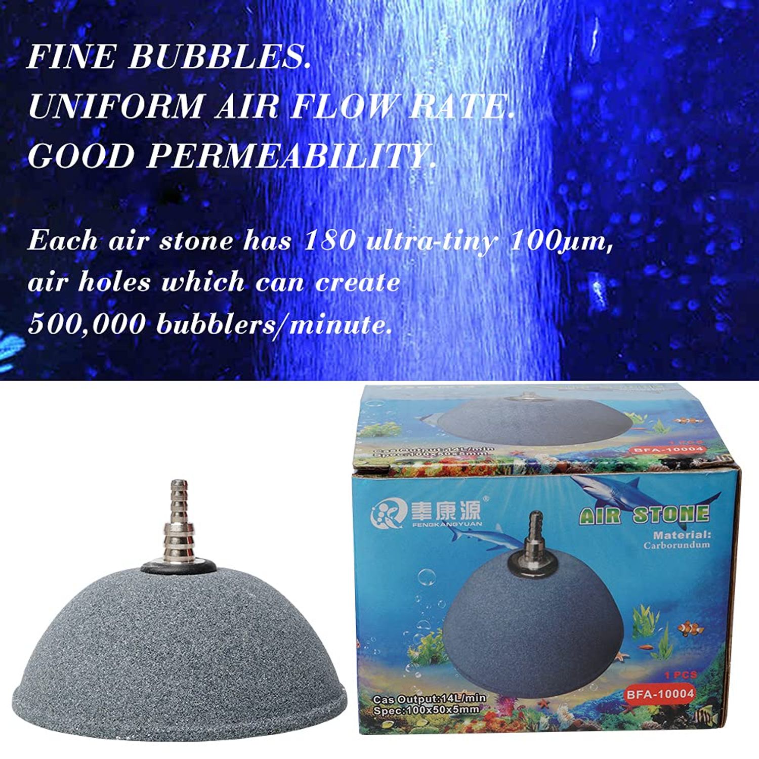 Quickun 3.1 Inch Updated Crazy Air Mineral Ball Stone Cylinder Bubbler Plus Diffuser Aquarium Fish Tank Hydroponics Pump Airstones Diffuser 3/16" 5/16" Hose ID