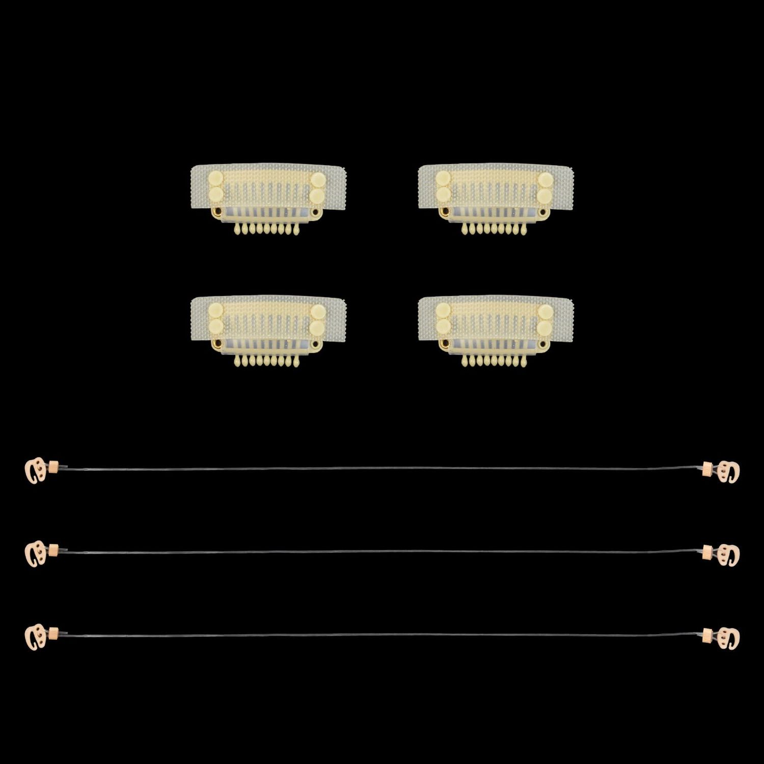 3 Pcs Invisible Elastic Wire Fishing Line with 4 Pcs Stickable Wig Clips for Hair Extensions (Blonde)