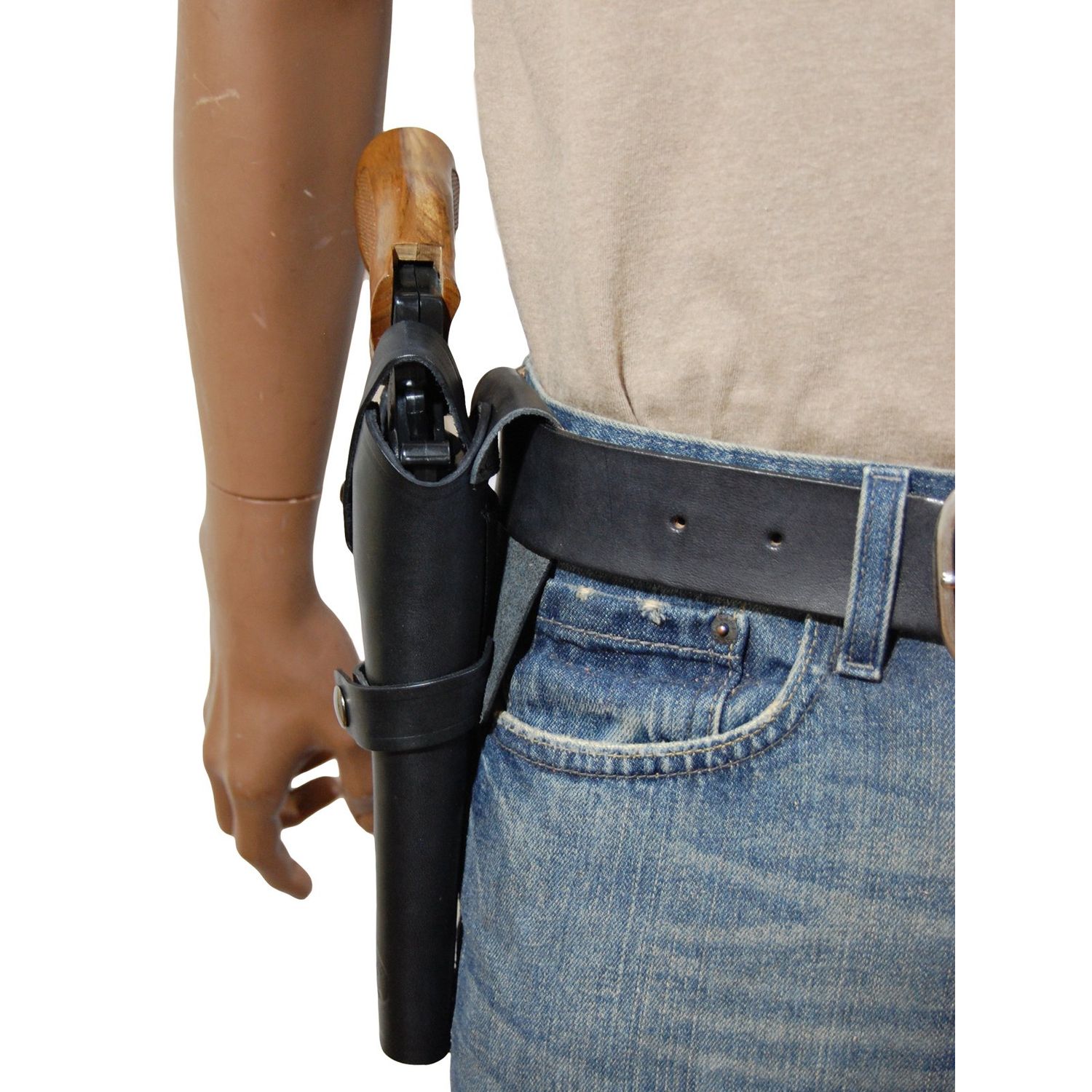 New Barsony Black Leather Western Style Gun Holster for Ruger GP100 Right