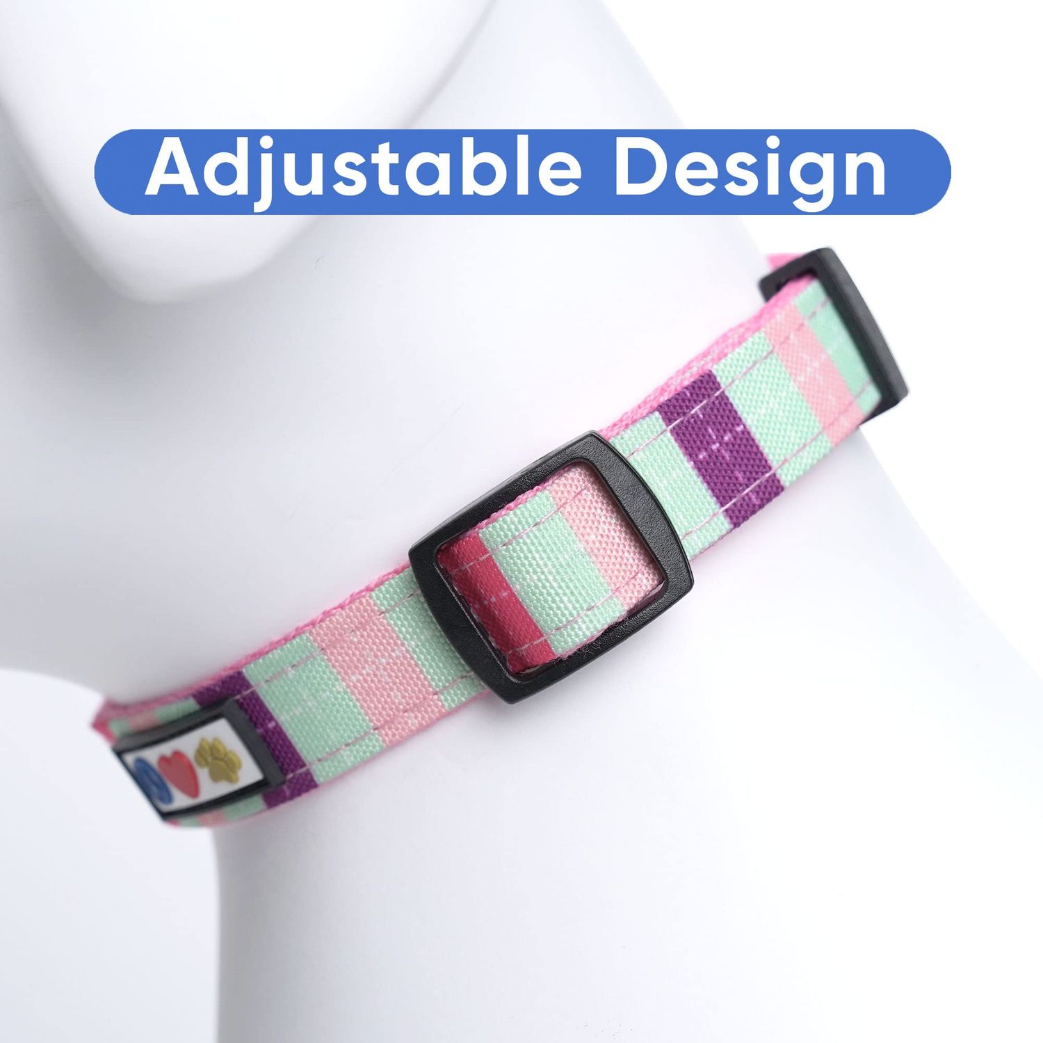 Pawtitas Personalized Dog Collar Small Dog Collar Embroider Name Phone Number Puppy Collar Adjustable Customized Collar for Small Dogs Breeds Multicolor Dog Collar