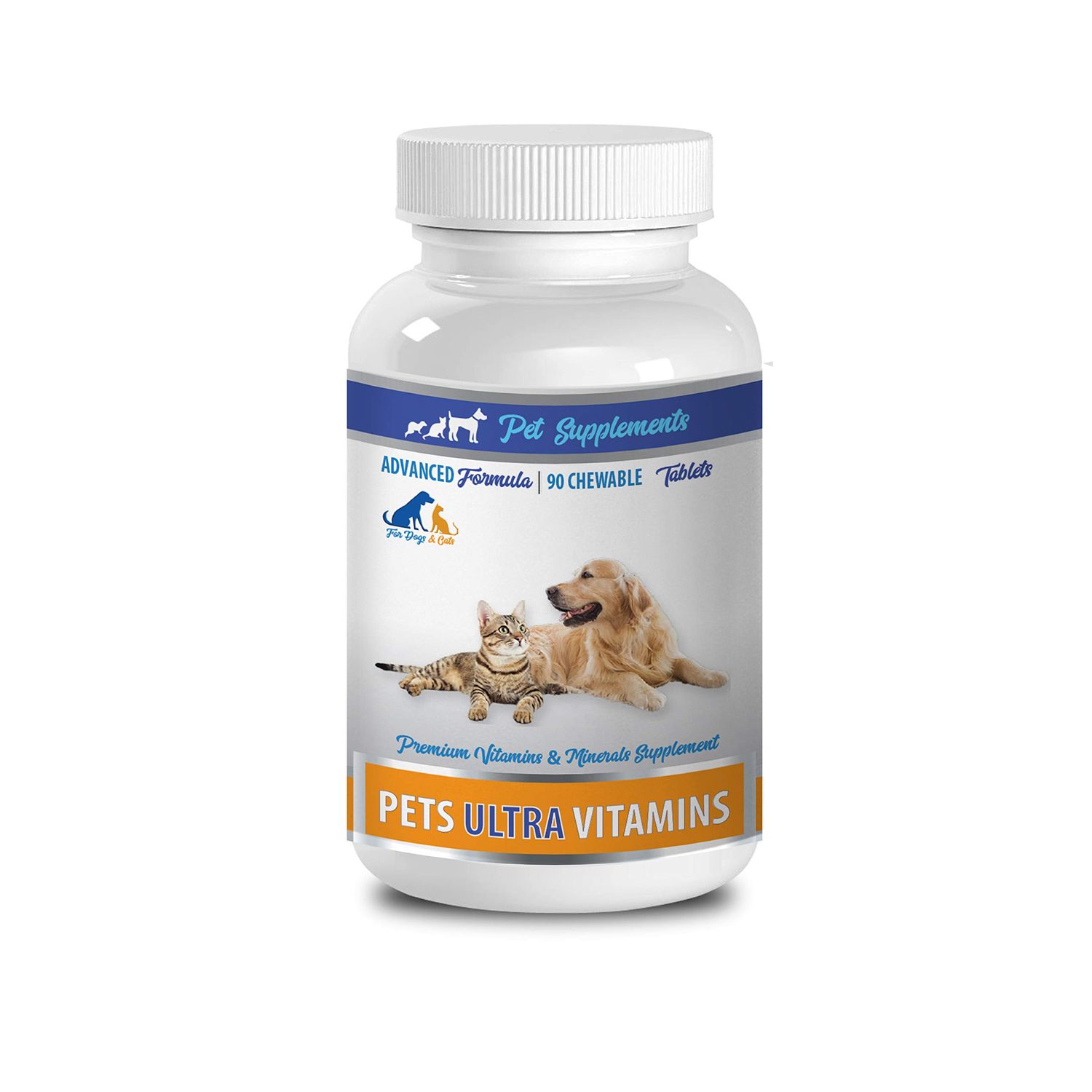 cat Vitamins Senior - PET Ultra Vitamins - Premium Minerals - for Cats and Dogs - Vitamin e for Cats - 1 Bottle (90 Chewable)