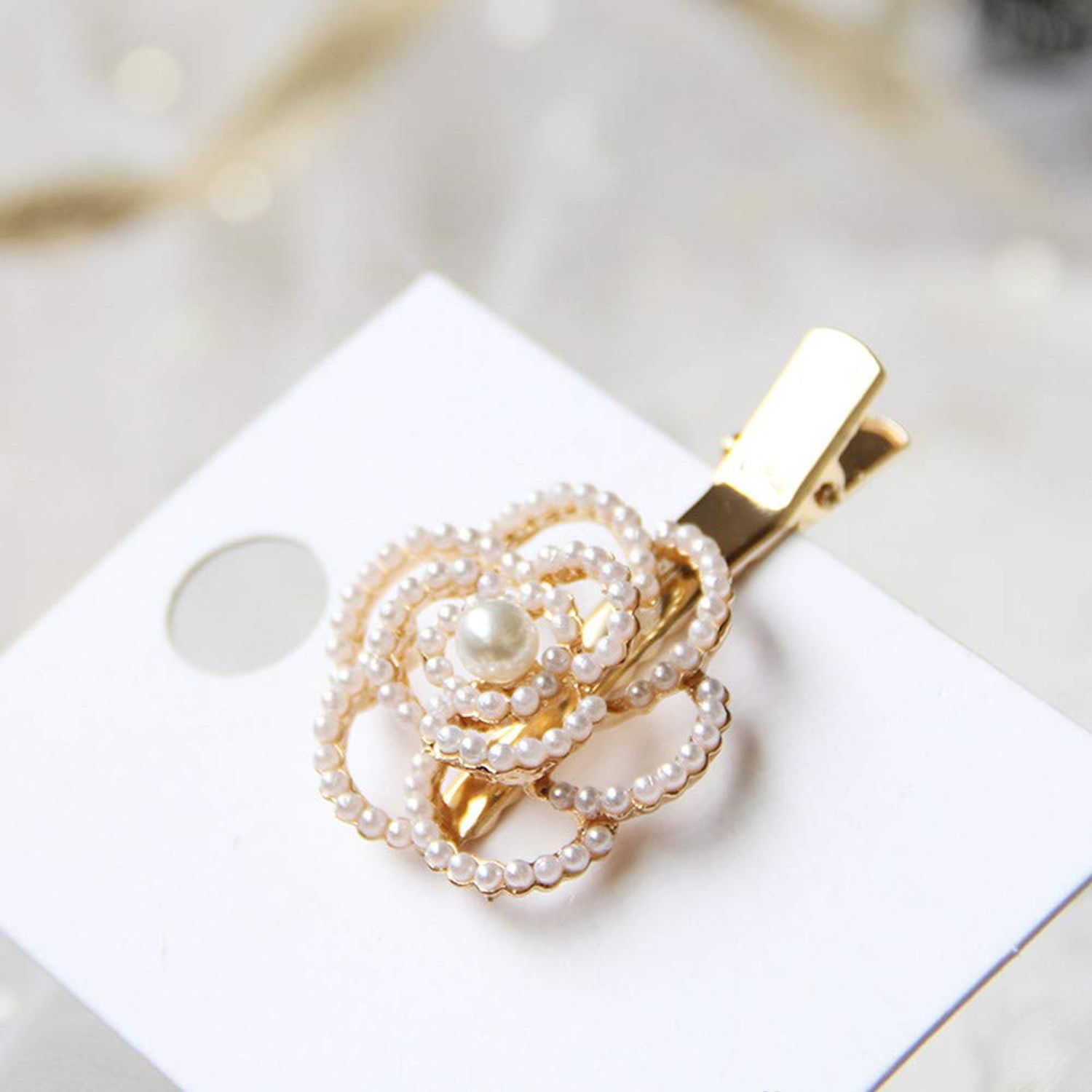 Xiwstar 2Pcs Rhinestone Crystal Pearl Flower Beak Duckbill Alligator Clip Pin Hair Accessories for Women Girls