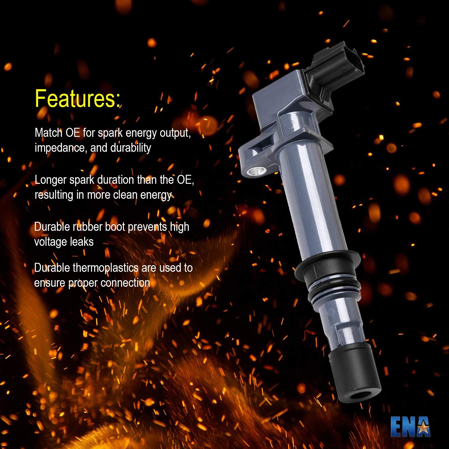 ENA Set of 6 Ignition Coil Pack Compatible with Dodge Jeep Mitsubishi Aspen Dakota Durango Ram 1500 Nitro Cherokee Commander Liberty Raider 3.7L 3.9L 4.7L V6 V8 Replacement For UF270 UF399 UF297 C1231
