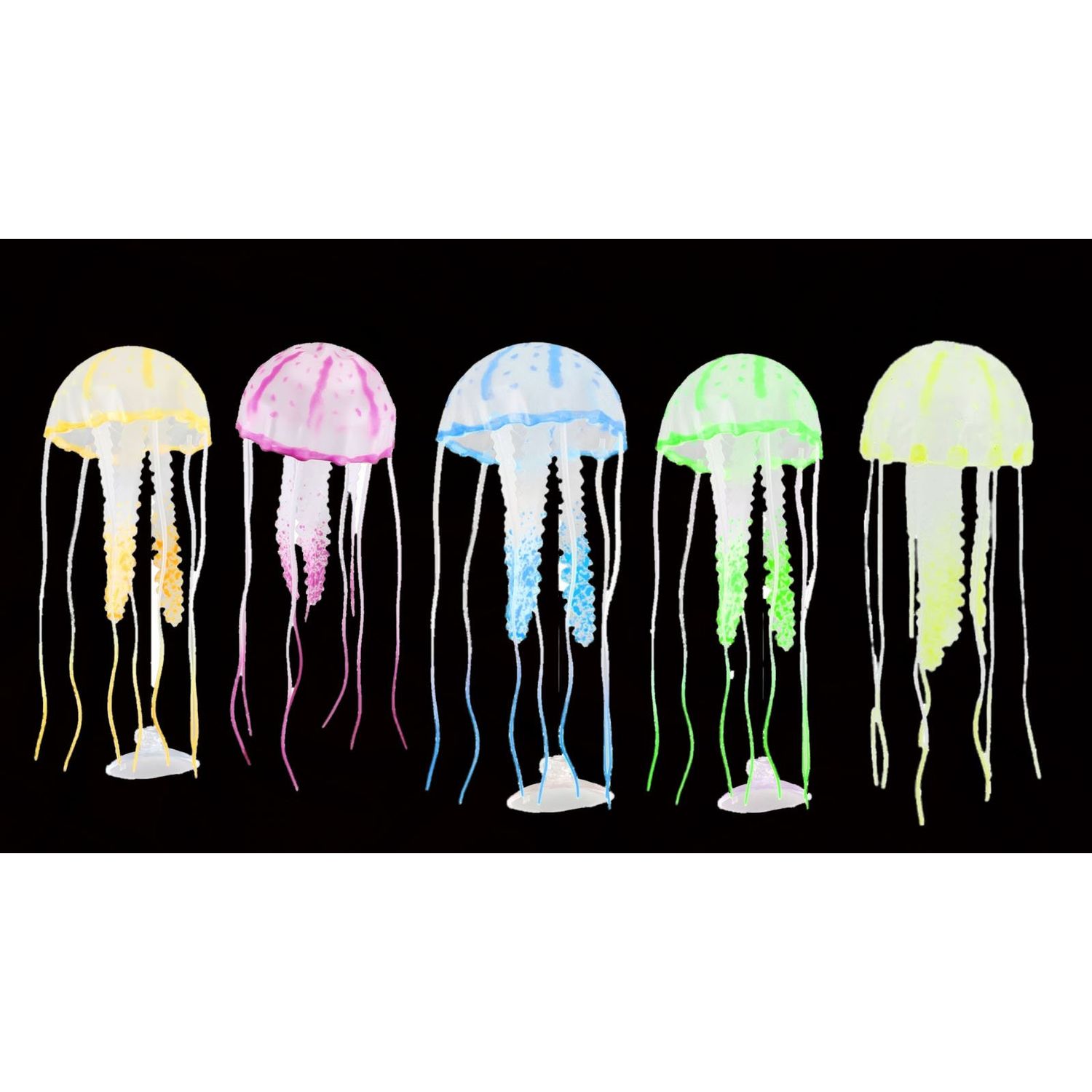 Aquarium Tank Silicone Emulational Jellyfish Ornament Medium Size, Set of 5