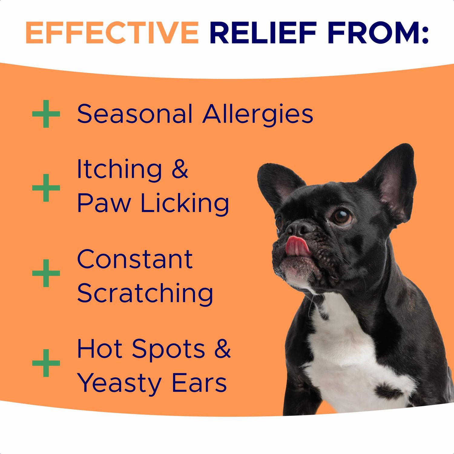 Dog Allergy Relief Chews — Anti-Itch Skin & Coat Supplement: No Fillers, Just Flavor - Dry Itchy Skin Relief Treatment w/Omega 3 Fish Oil - Itching&Paw Licking - Hot Spots - Made in USA - 180Ct