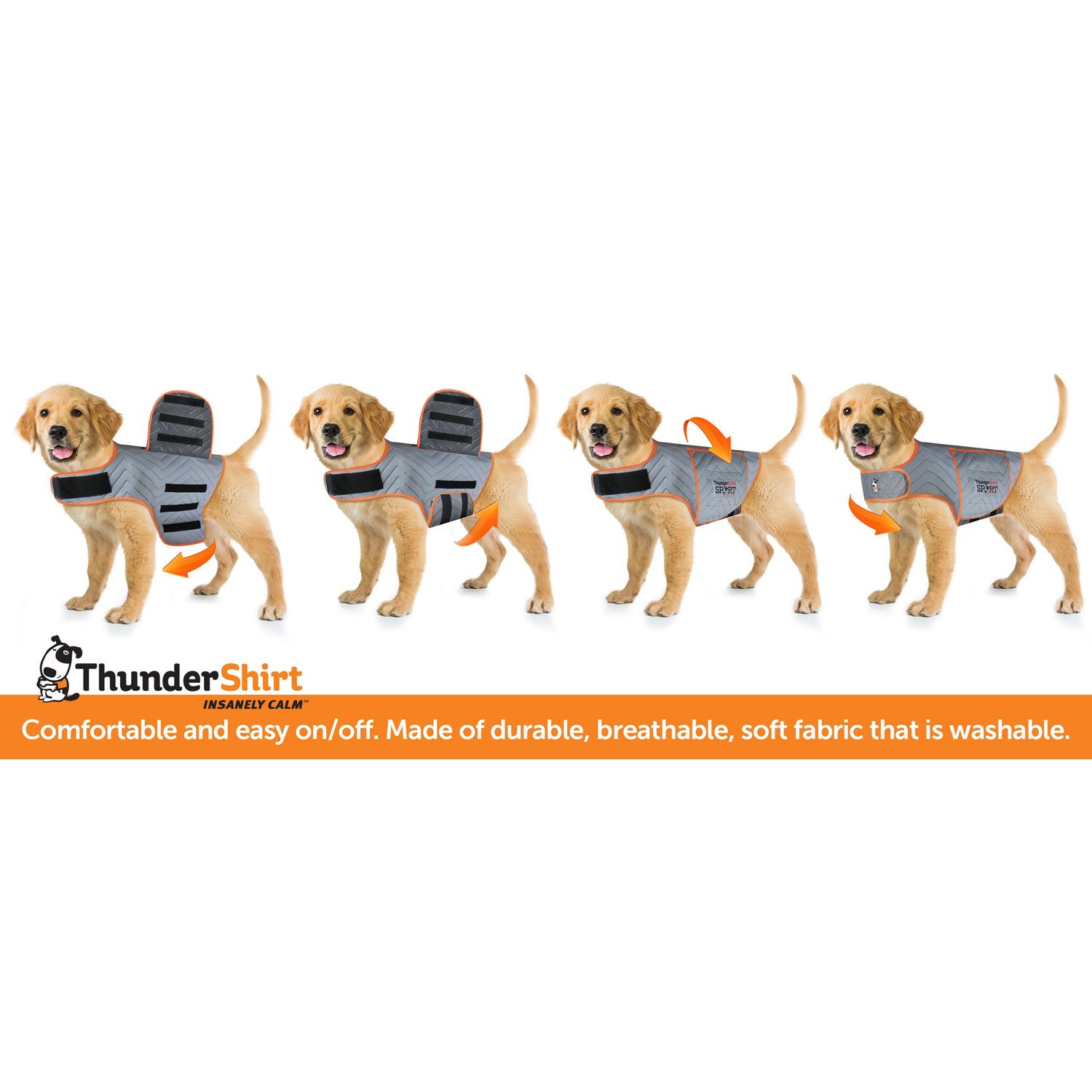 Thundershirt dogs clothing Thundershirt Dog Anxiety Jacket, Platinum, Small