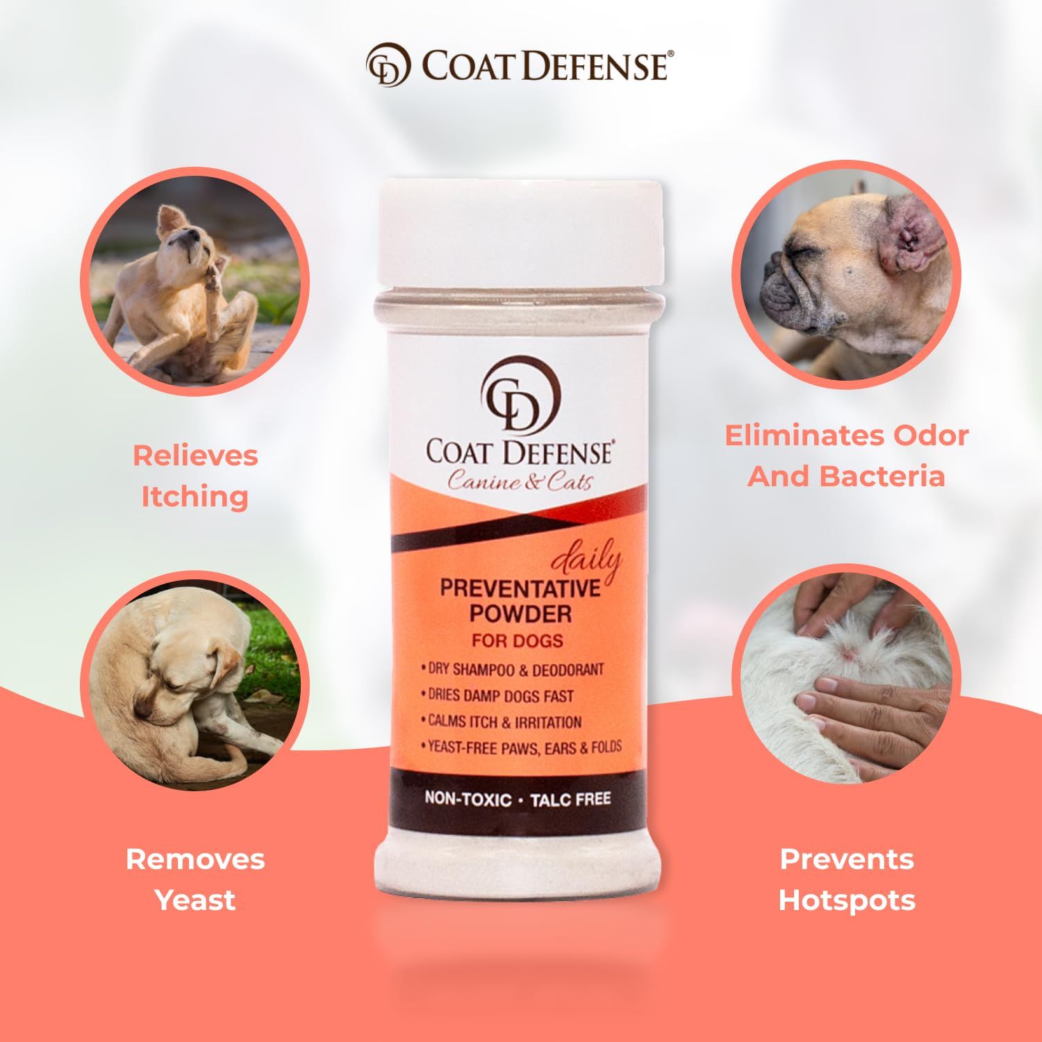 COAT DEFENSE Paw Licker Bundle | Dry Powder for Dogs & Sensitive Skin Dog Shampoo for Allergies and Itching | Smell & Itch Relief for Dogs | Itchy Skin Relief & Yeast Infection Treatment for Dogs
