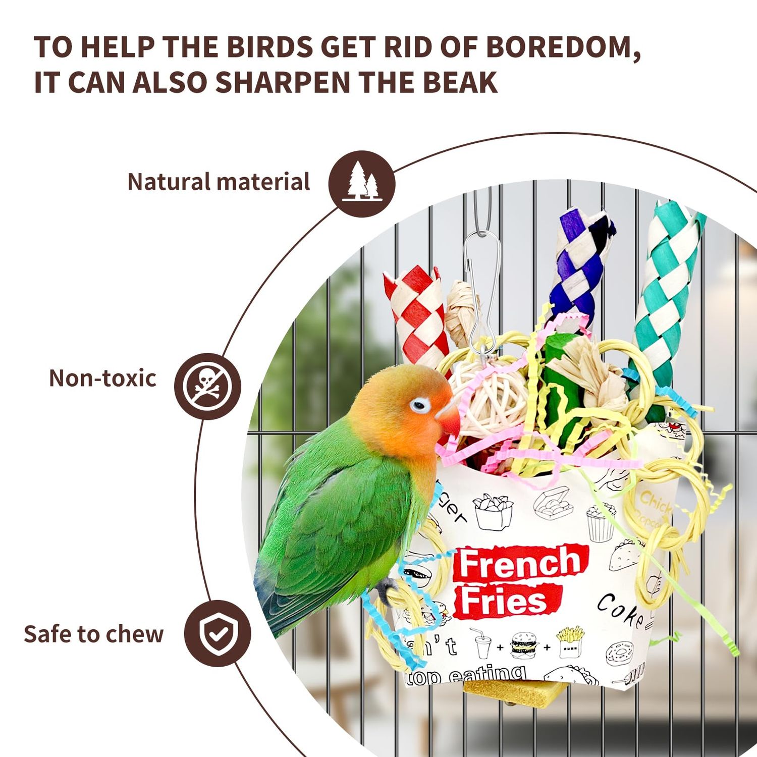 HPAWHOMEPART Bird Toys, 3PCS Bird Shredding Toys,Bird Shredder Toys Chewing Toys Parrot Cage Foraging Hanging Toy,Bird Cage Accessories for Bird Parakeets Lovebirds Cockatiels