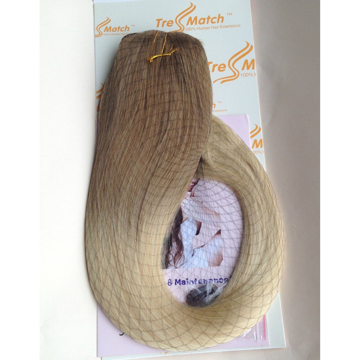 Tressmatch® 20”(22") Clip in Remy (Remi) Human Hair Extensions Ombre/dip Dye Light Brown to Bleach/light Blonde 9 Pieces(pcs) Full Head Volume Set [Set Weight:4.3oz/125grams]