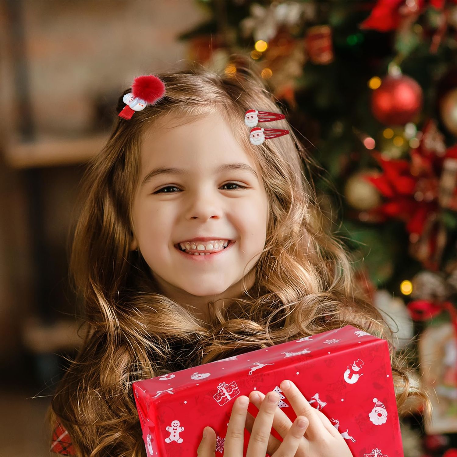 30 pcs Christmas Hair Clips,Christmas Hair Accessories for Holiday Party Supplies, Star Xmas Tree Snowman Santa Hair Pins for Girls Women Toddler
