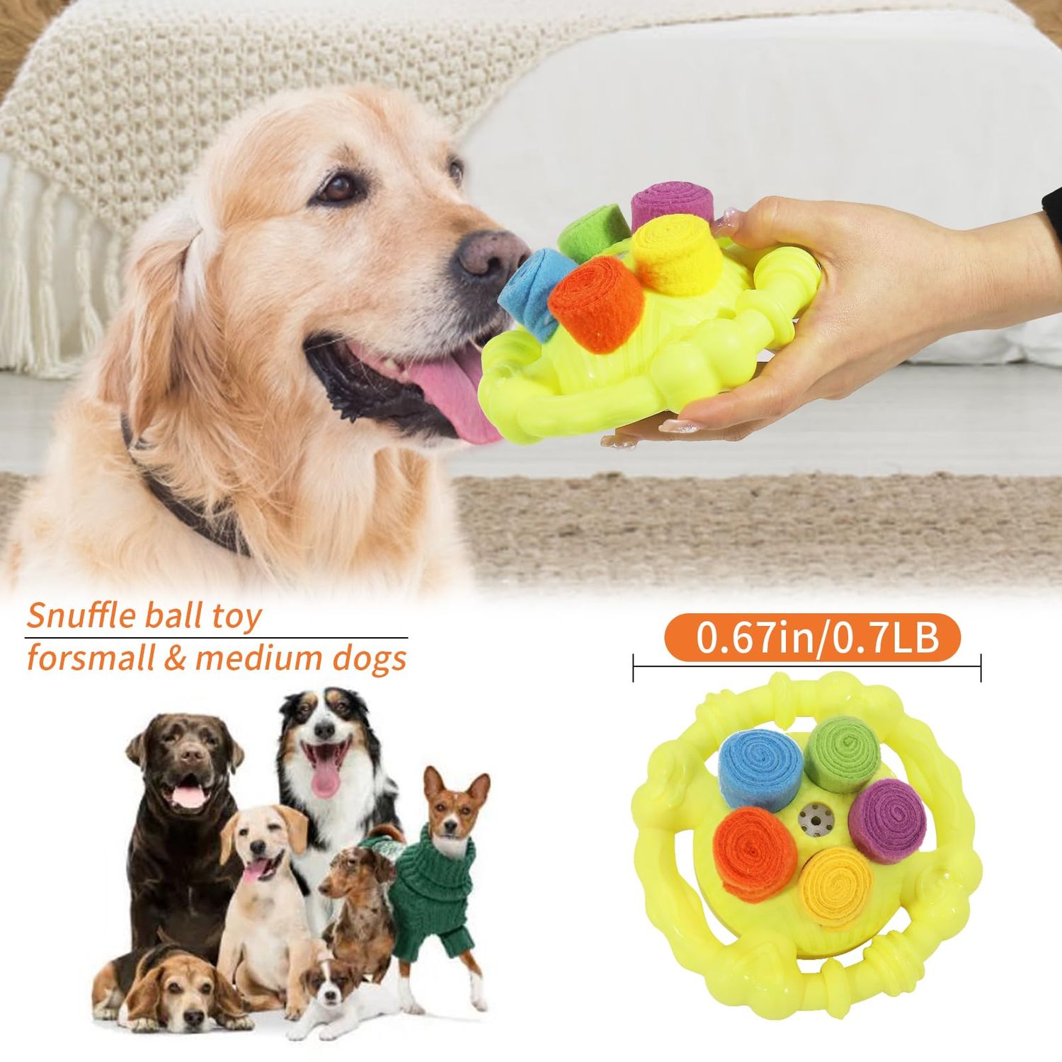 Romicta Snuffle Ball for Dogs, Interactive Dog Toys, Encourage Natural Foraging Skills, Slow Food Training to Relieve Boredom and Energy, Dog Chew Toys for Aggressive Chewers, Puzzle Toys for Dogs