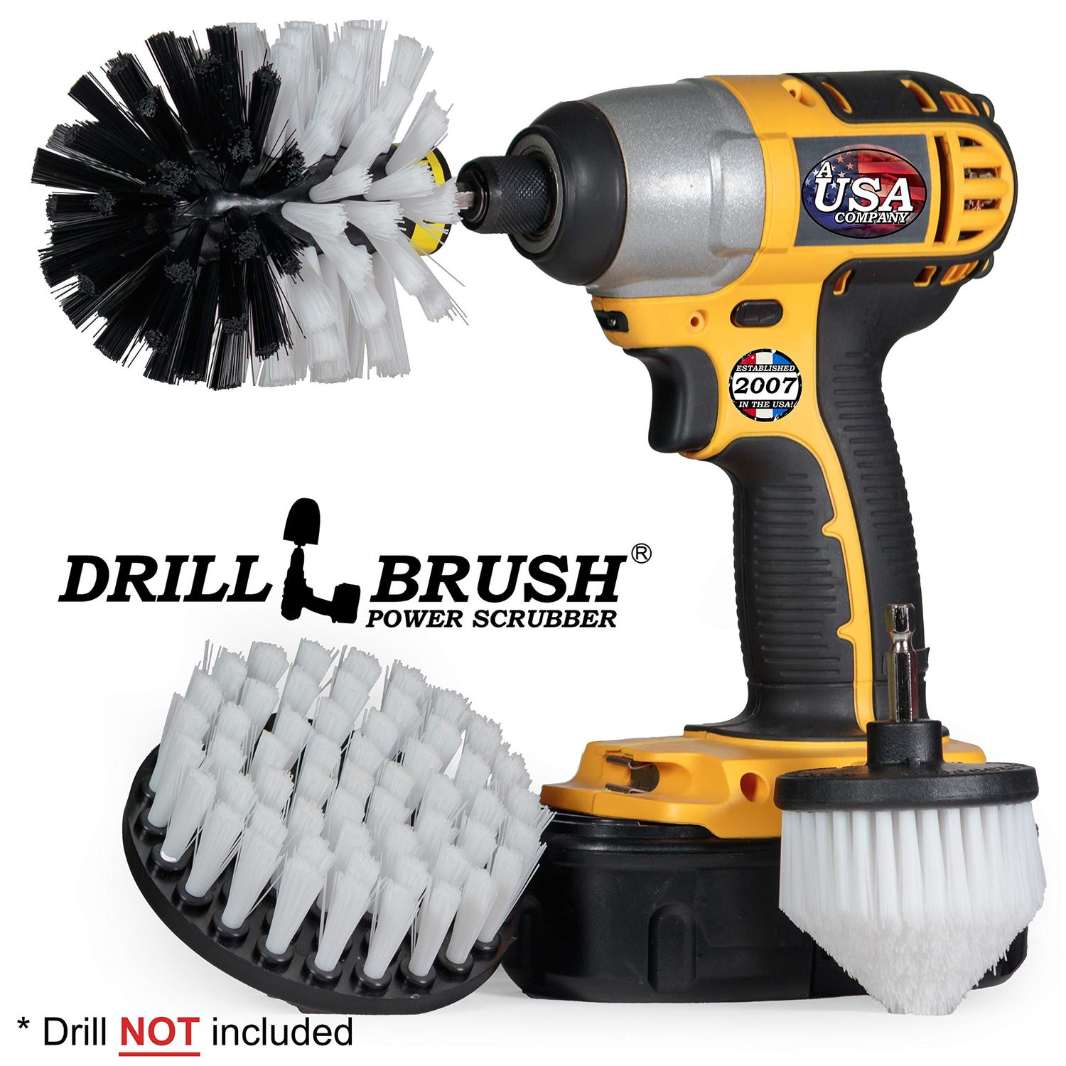 Drill Brush Power Scrubber by Useful Products - Carpet Cleaner - Carpet Shampooer Machine - Car Detailing Kit - Glass Cleaner - Window Cleaner - Pet Hair Remover - Car Cleaning - Soft Scrub Brush