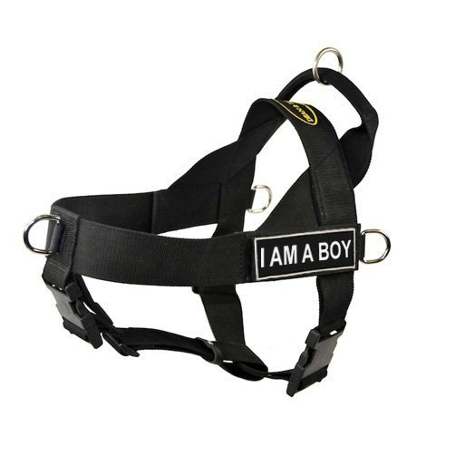 DT Universal No Pull Dog Harness, I Am A Boy, Black, X-Small, Fits Girth Size: 21-Inch to 25-Inch
