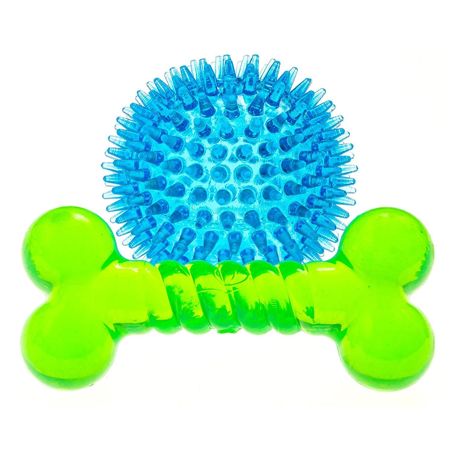 Knivel Spiky Ball and Bone for Small Dogs - Puppy Teething Toys Bone Dog Toy Set for Smart Newborn Pet - Doggy Interactive Chew Mini Dental