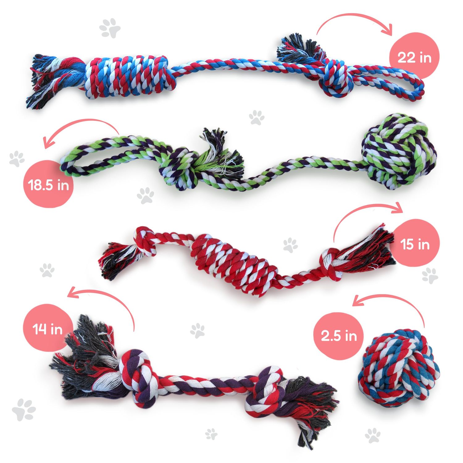 Pacific Pups Products Rope Dog Toys for Small Dogs and Medium Dogs - Benefits Non-Profit Dog Rescue - Dog Rope Toys for Small Dogs and Medium Breeds - Cotton Dog Toys Ropes for Medium Dogs Boredom