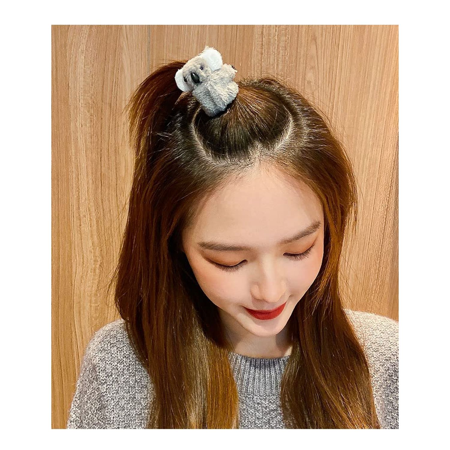 CRIZAN 2Pcs Brown Grey Plush Koala Sisters Best Friends Cute Hair Jaw Clips Non Slip Simple Irregular Hair Clamps Fashion Claw Clips Hair Accessories For Girls Kids