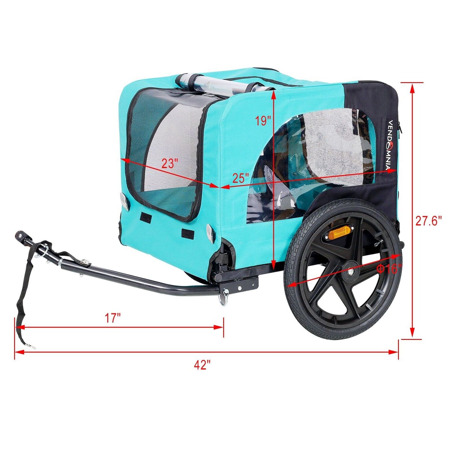 Light Blue Foldable Pet Jogging Stroller Dog Carriers Bicycle Trailer