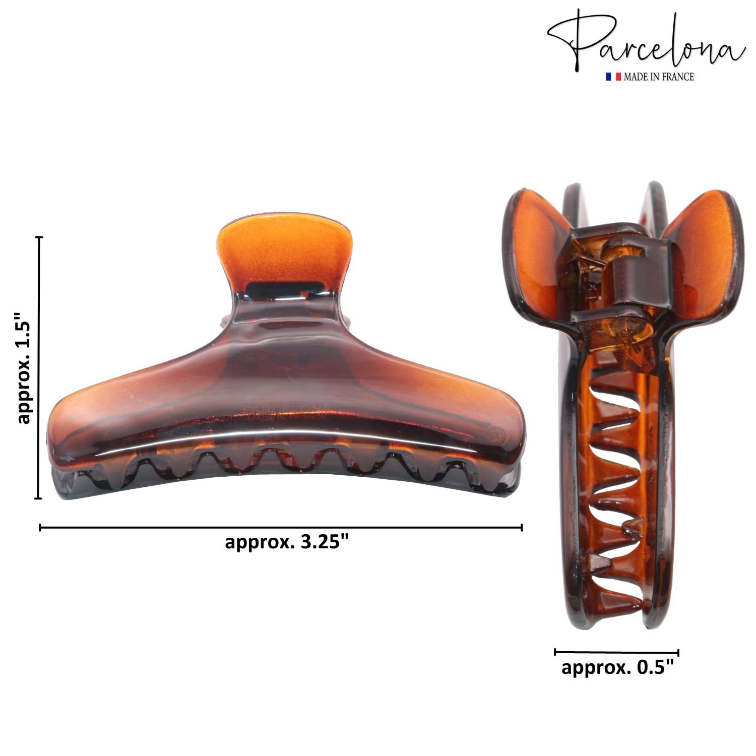 Parcelona French Flat Salon Style Medium 3 1/4 Inch Covered Spring Tortoise Jaw Hair Claw Clip Clutcher Clamp Clasp