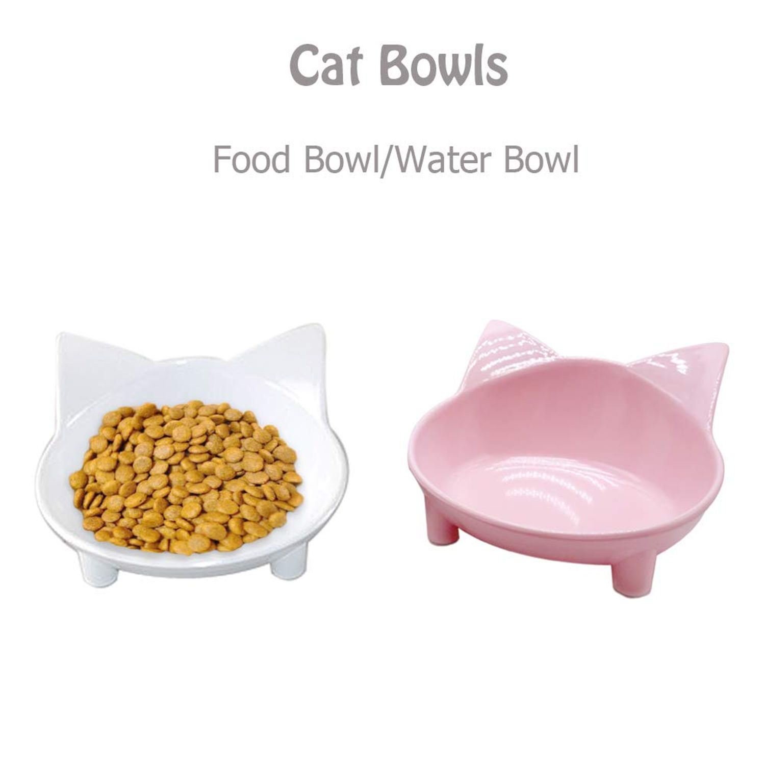 Shallow Cat Bowls Set of 2 Whisker Fatigue Relief