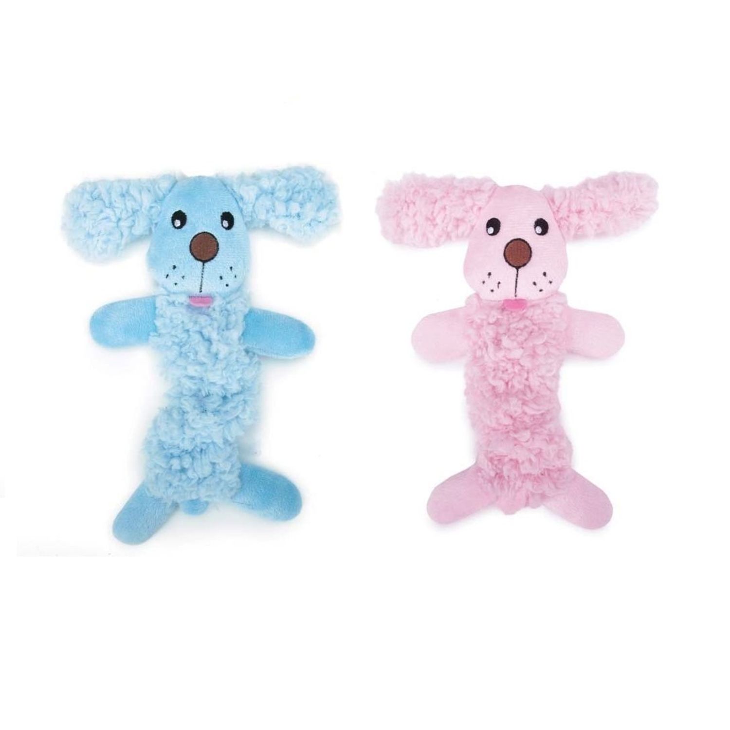 Grriggles Baby Bark Bungee Stretch Puppy Dog Toys Pink or Blue Soft Plush Toy Small Pups (Pink)