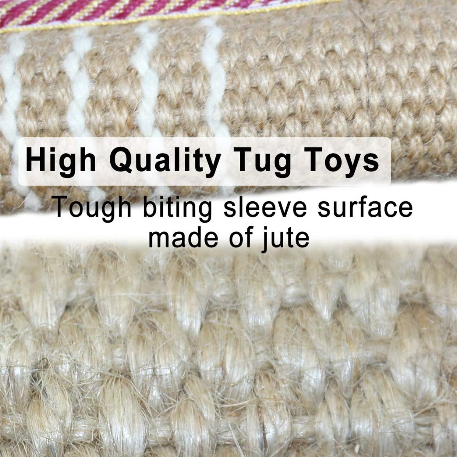 Dog Tug Toy |Tug of War Dog Toy |Jute Bite Pillow with 2 Handles for Puppy Training Interactive Play, Fetch, K9 |Suitable for Small Medium Large Dogs (Pink & Yellow, Striped)