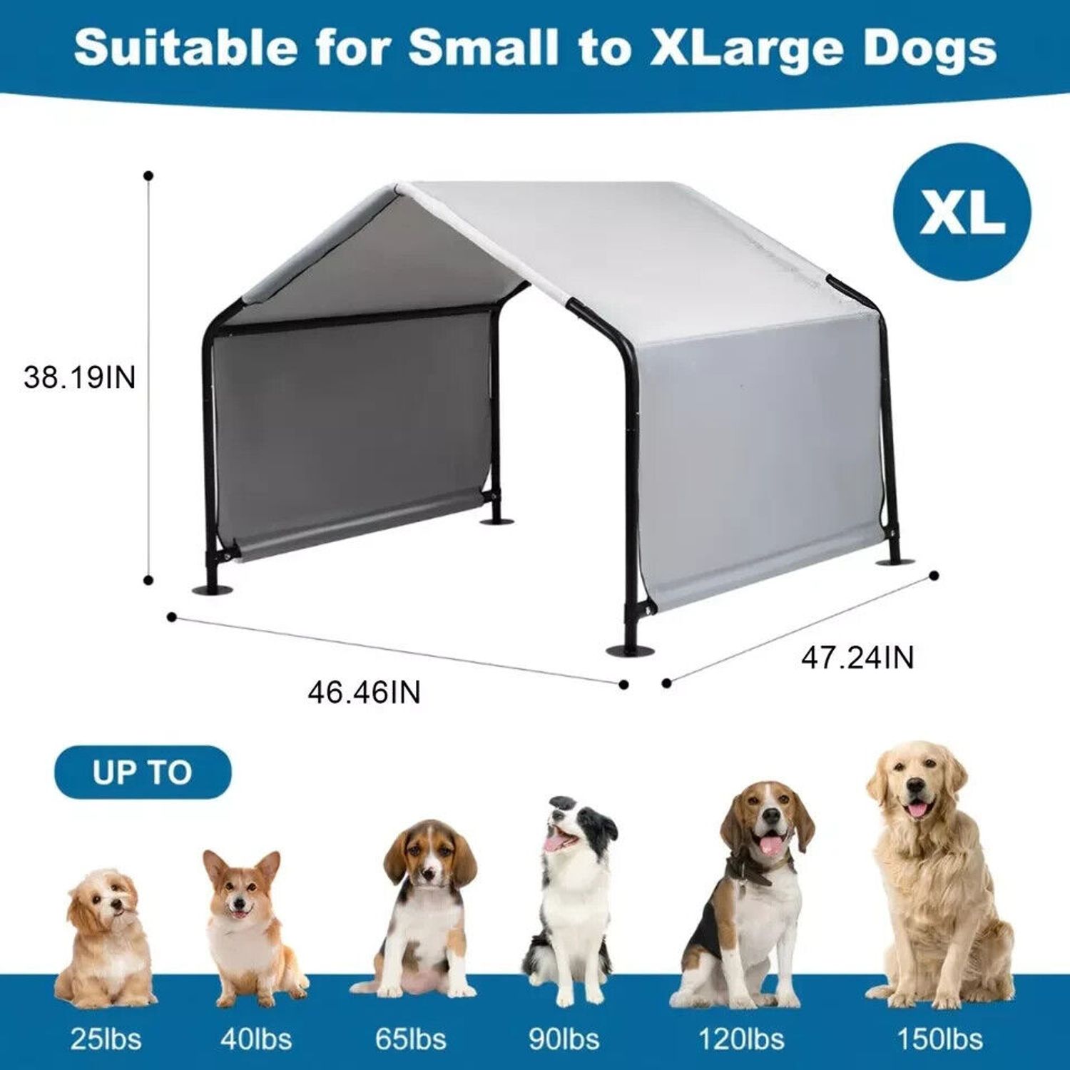 Dog Shade Shelter Pet Outdoor Tent Large Dog House Sun Rain Animal Shelter