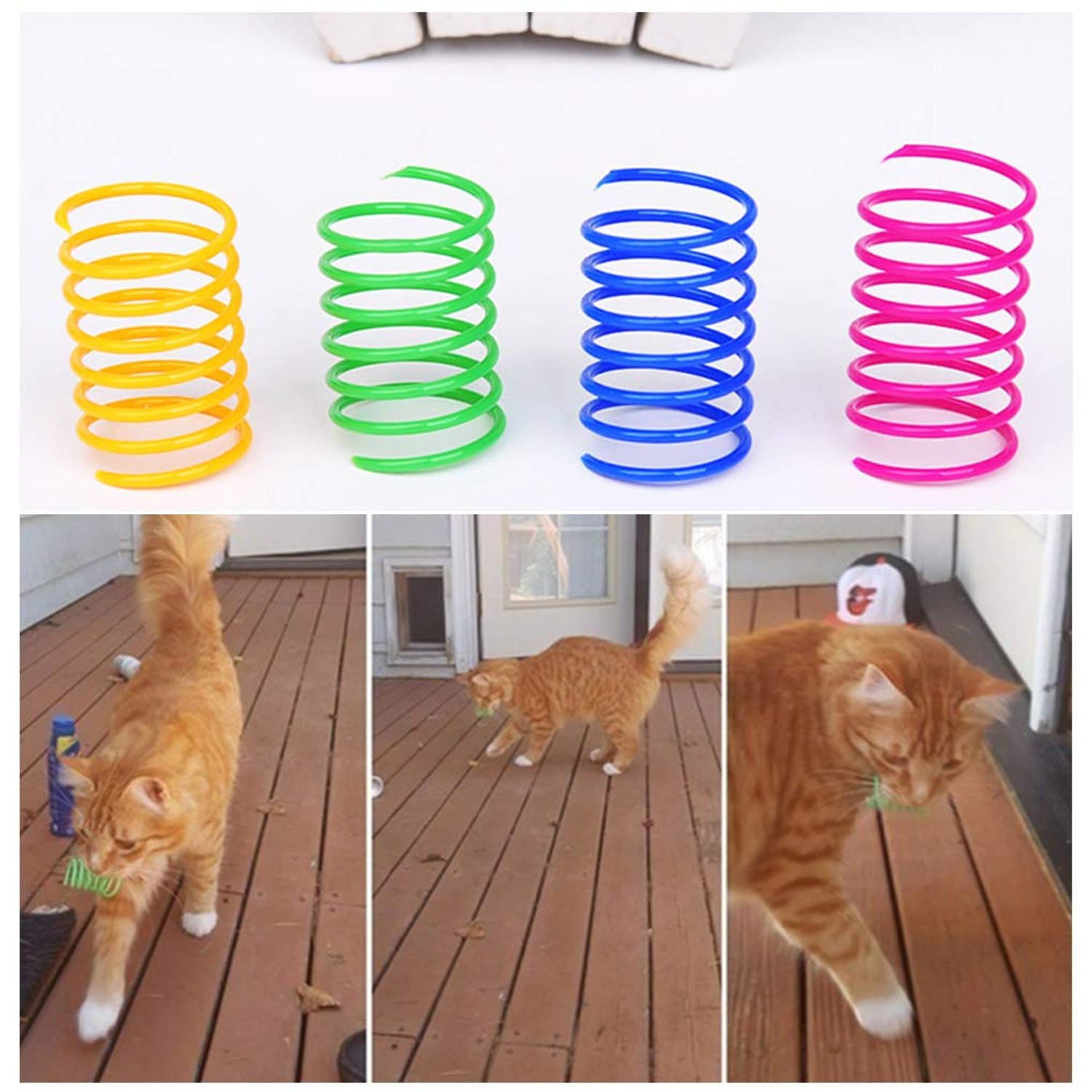 Andiker 60pcs Colorful Spiral Springs Creative and Interactive Cat Toys for Indoor Cats