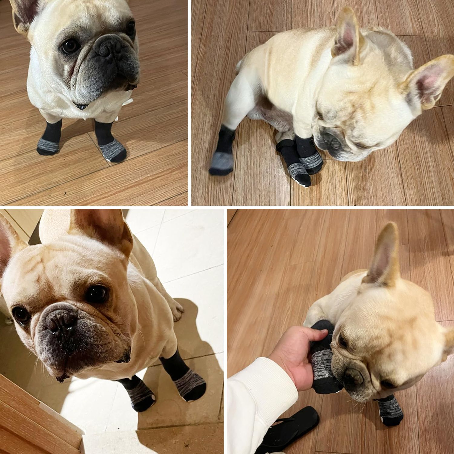 Anti Slip Paw Protectors Dog Socks,Double Side Non-Slip Dog Socks with Adjustable Straps,Traction Control for Indoor on Hardwood Floor Wear (A, S)