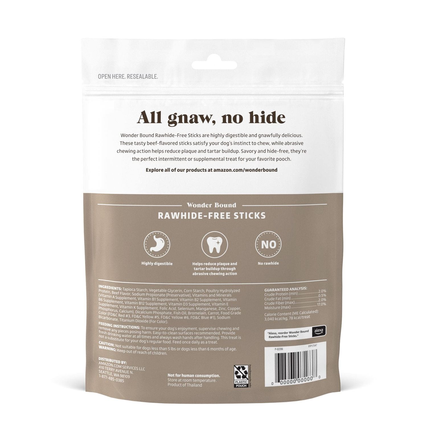 Wonder Bound Beef Flavor Dog Treat Sticks - 10 Count - Rawhide-Free, Dental Health Chews for Plaque & Tartar Control, Easy to Digest, Long-Lasting