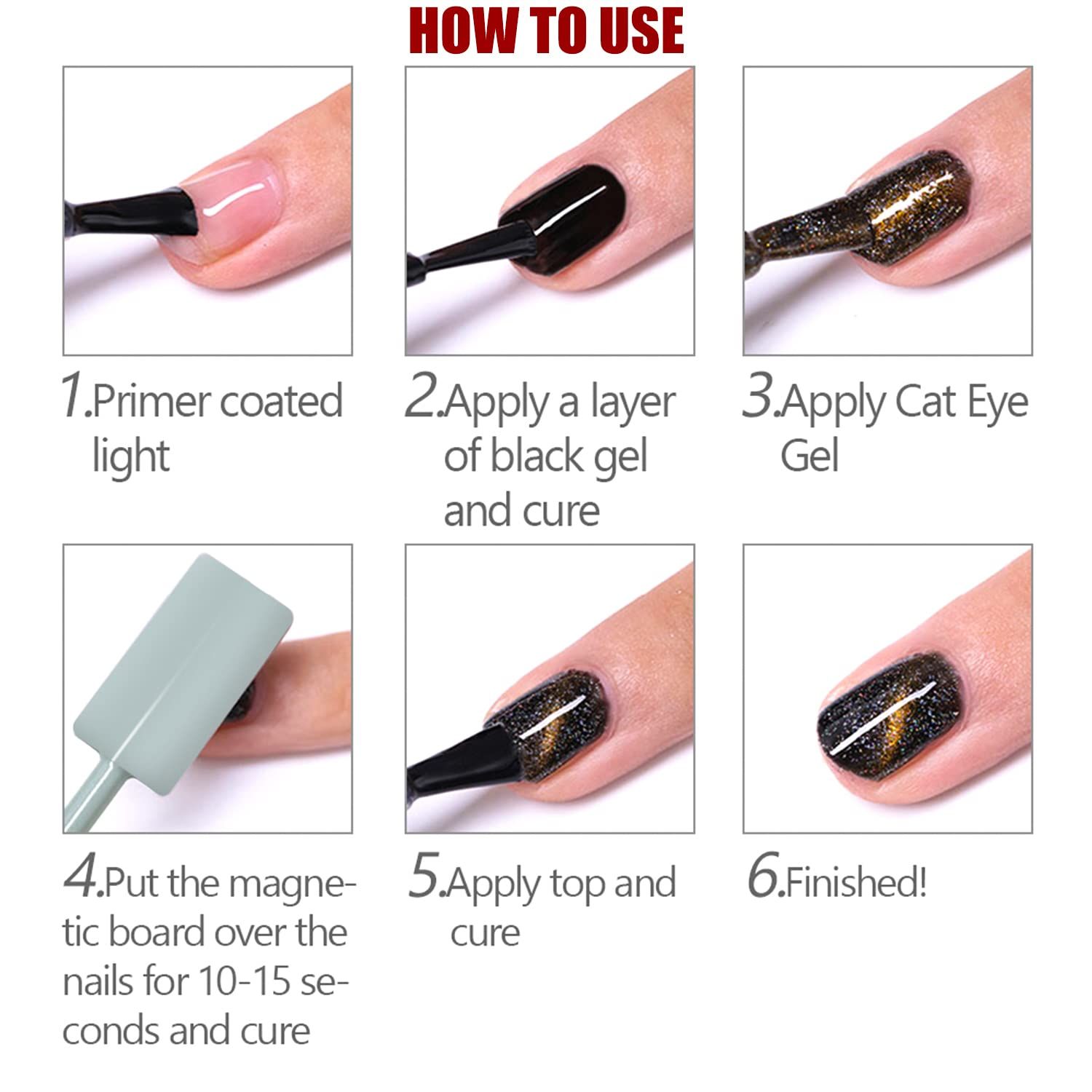 JERCLITY 9 Pieces Cat Eye Magnet for Nails Double-Head Multi-Function Magnet Square Thickened Cat Eye Magnet Plate Strong Cylindrical Nail Magnet for Cat Eye Gel Polish Nail Art