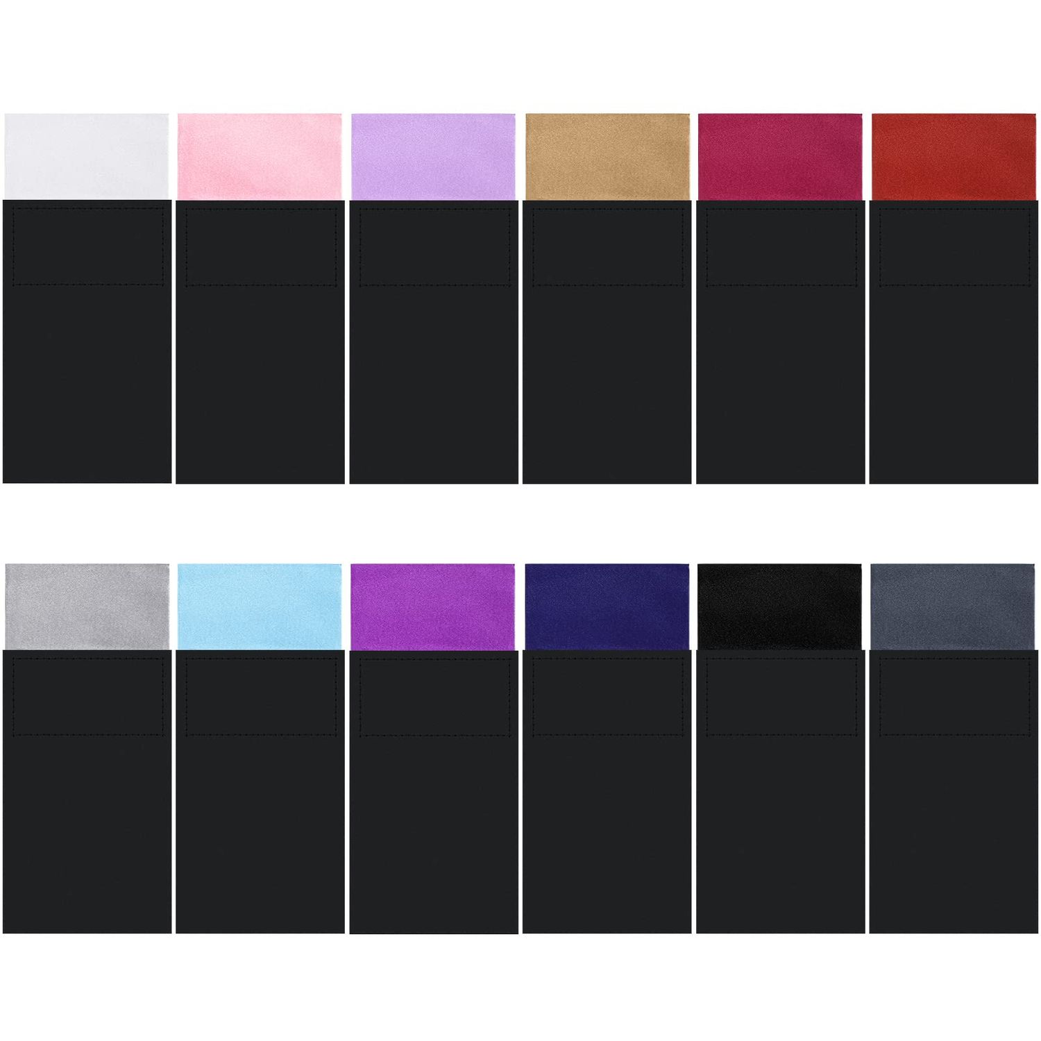Xuhal 12 Pcs Men's Flat Prefolded Pocket Square Masculine Polyester Suit Rectangular Pocket Square Handkerchief on Card, 12 Colors