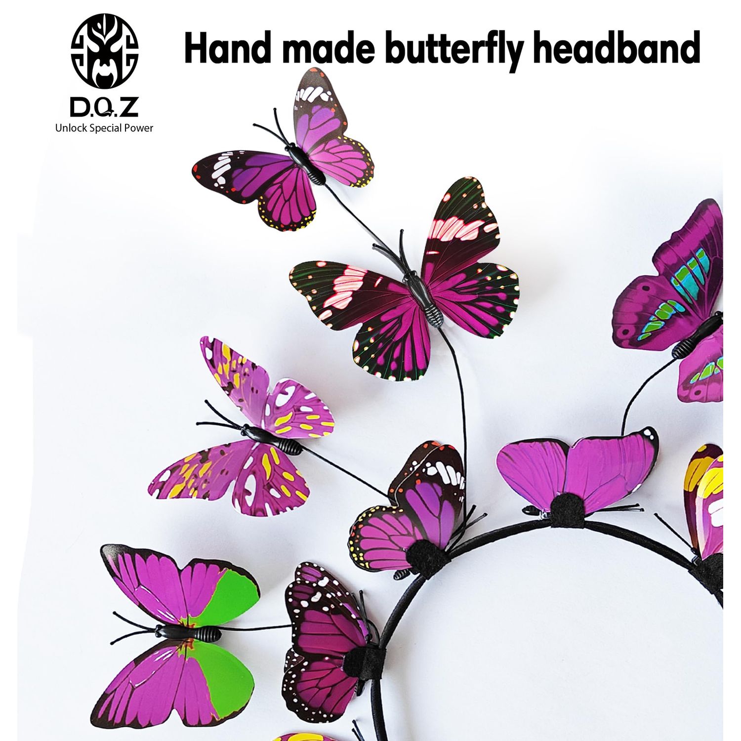 D.Q.Z Double-Sided Fairy Butterfly-Wings Costume for Girls Kids Dress-Up Halloween Costumes Mask Headband as Gifts (Starry Purple)