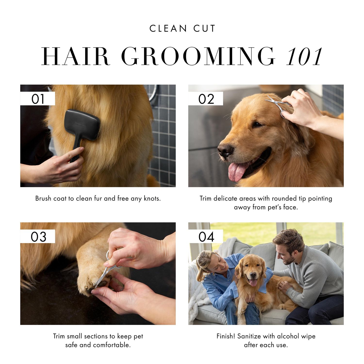 Tweezerman Pet Grooming Scissors, Stainless Steel Rounded Tip Trimming Shears for Dogs and Cats