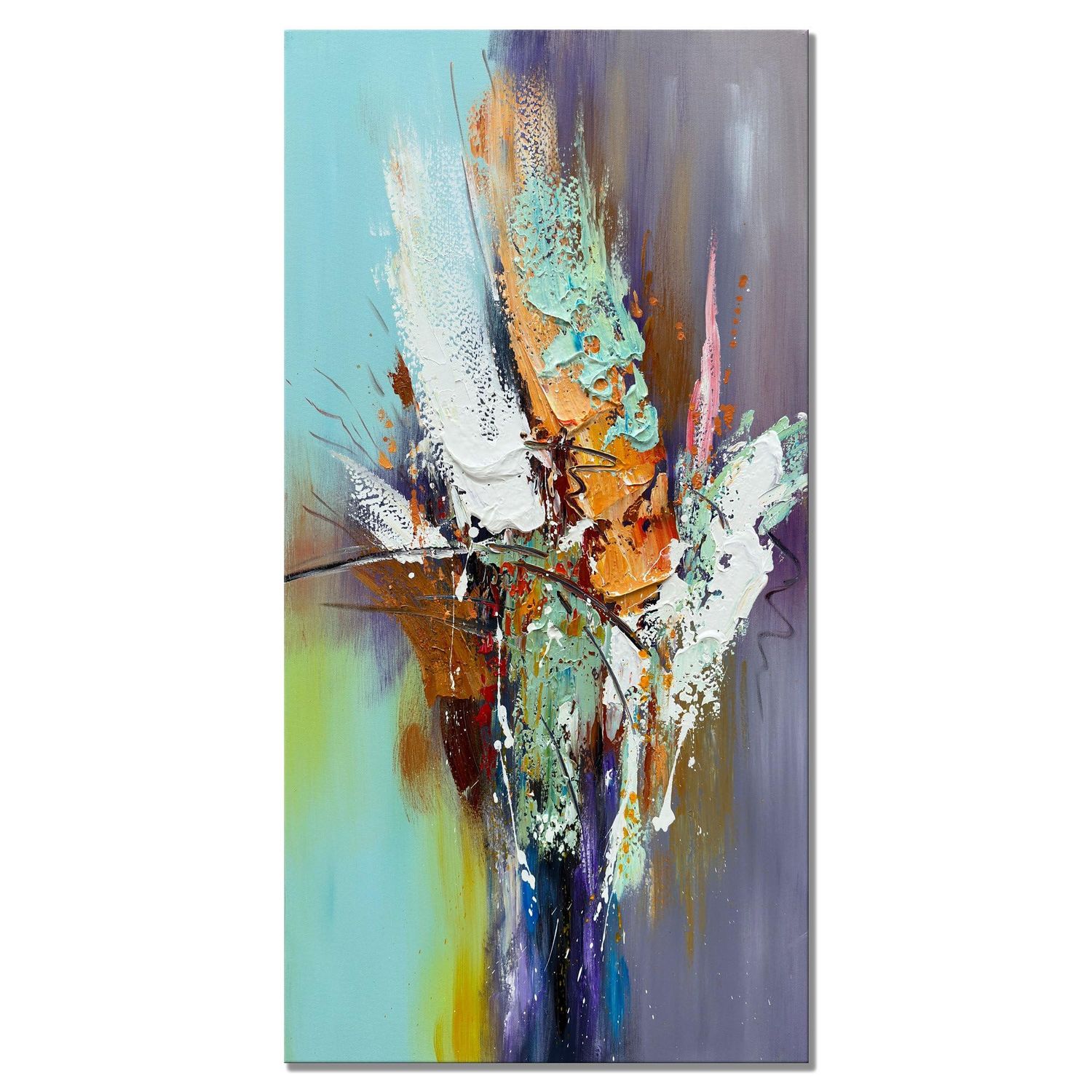 zoinart Hand Painted Textured 3D Wall Art 24x48 Inches Colorful Oil Paintings Abstract Large Canvas Wall Art for Home Decorations