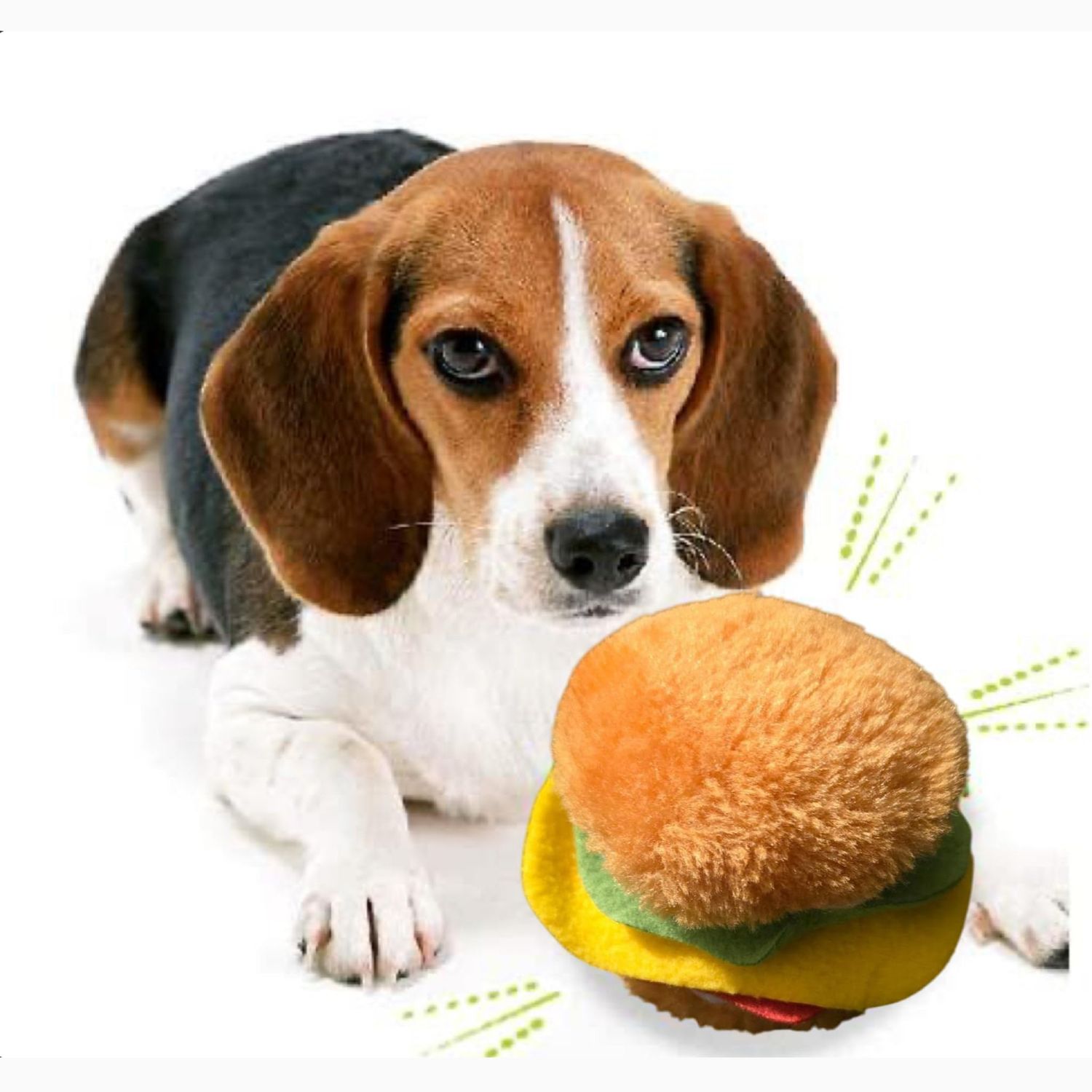 HEALTH & OUTDOORS Hot Dog and Hamburger Squeaker 2 Pack Combo Pack Chew Toy for Dogs, Funny Cute Plush Toy (Colors Vary)