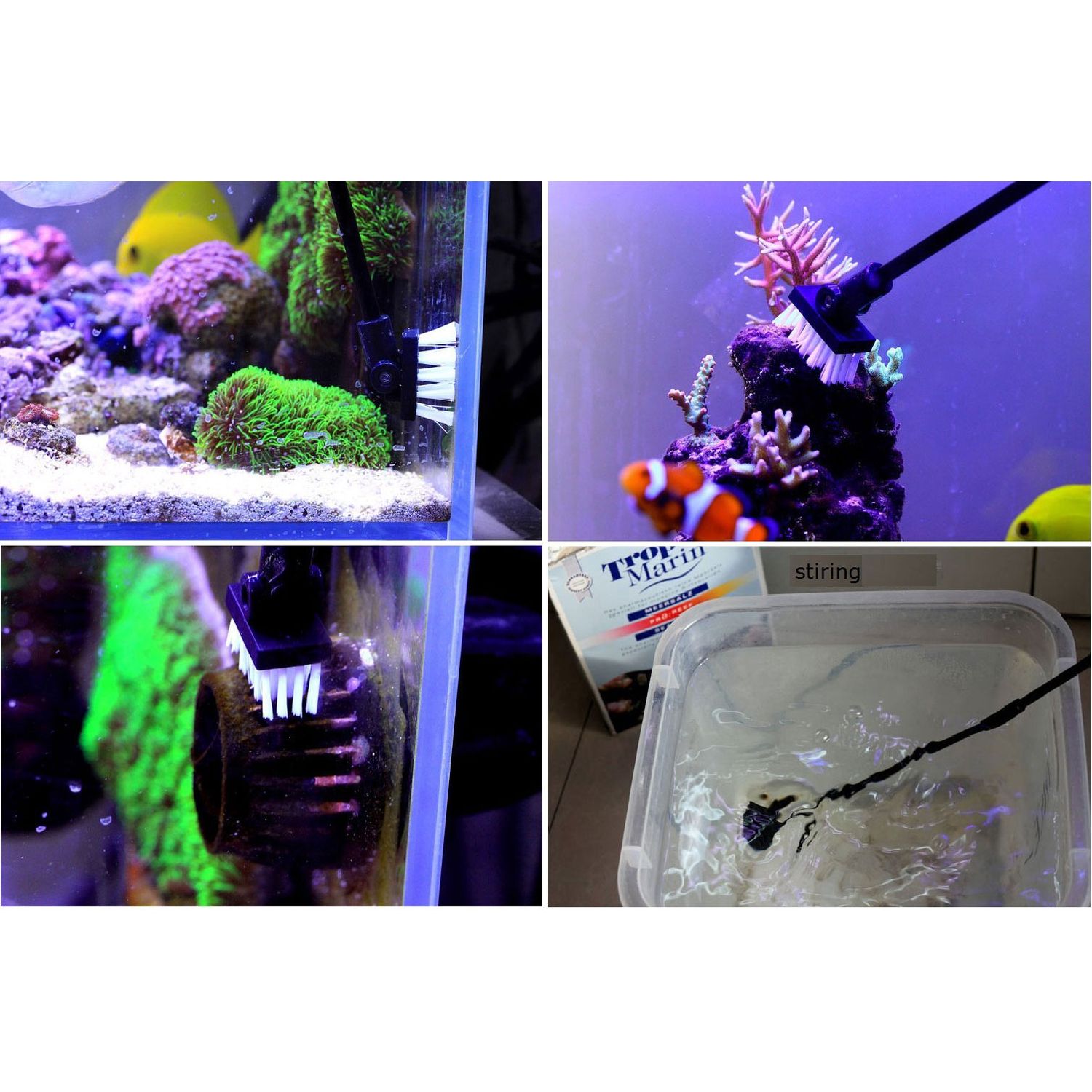 QANVEE Aquarium Algae Scraper Cleaner Brush with 10 Stainless Steel Blades for Fish Reef Plant Glass Tank 26 Inch
