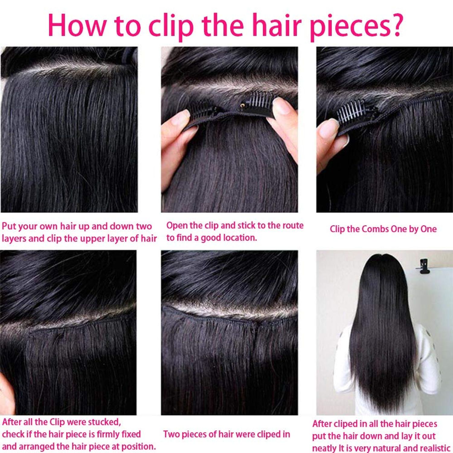 Nvnvdij Straight Clip in Hair Extensions Human Hair 8pcs Per Set with 18Clips Double Weft Clip in Human Hair Extensions Natural Black Color For Women (14 Inch, Straight Hair)